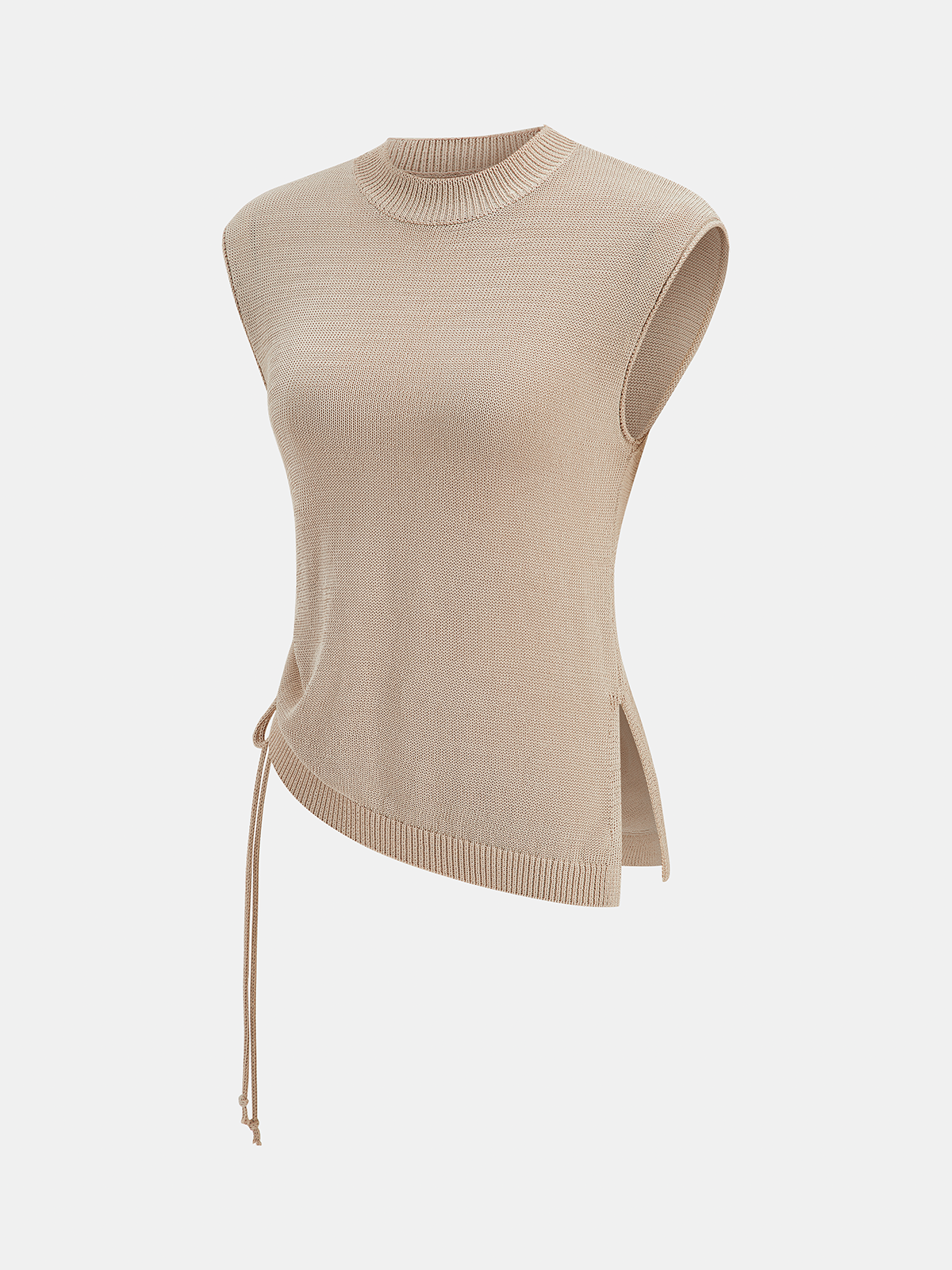 Sleeveless Asymmetric Drawstring Knit Top for Women Comfort Fit