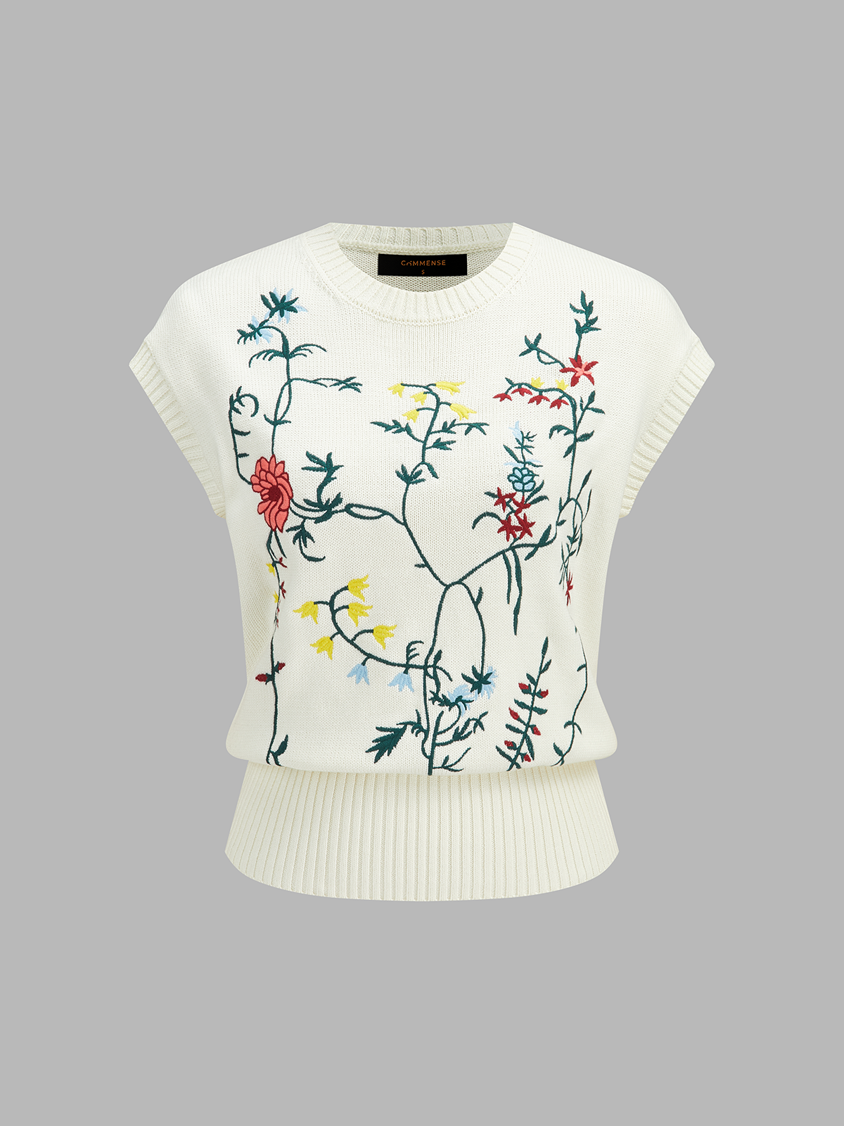 Floral Embroidered Sleeveless Knit Top for Women Summer Casual