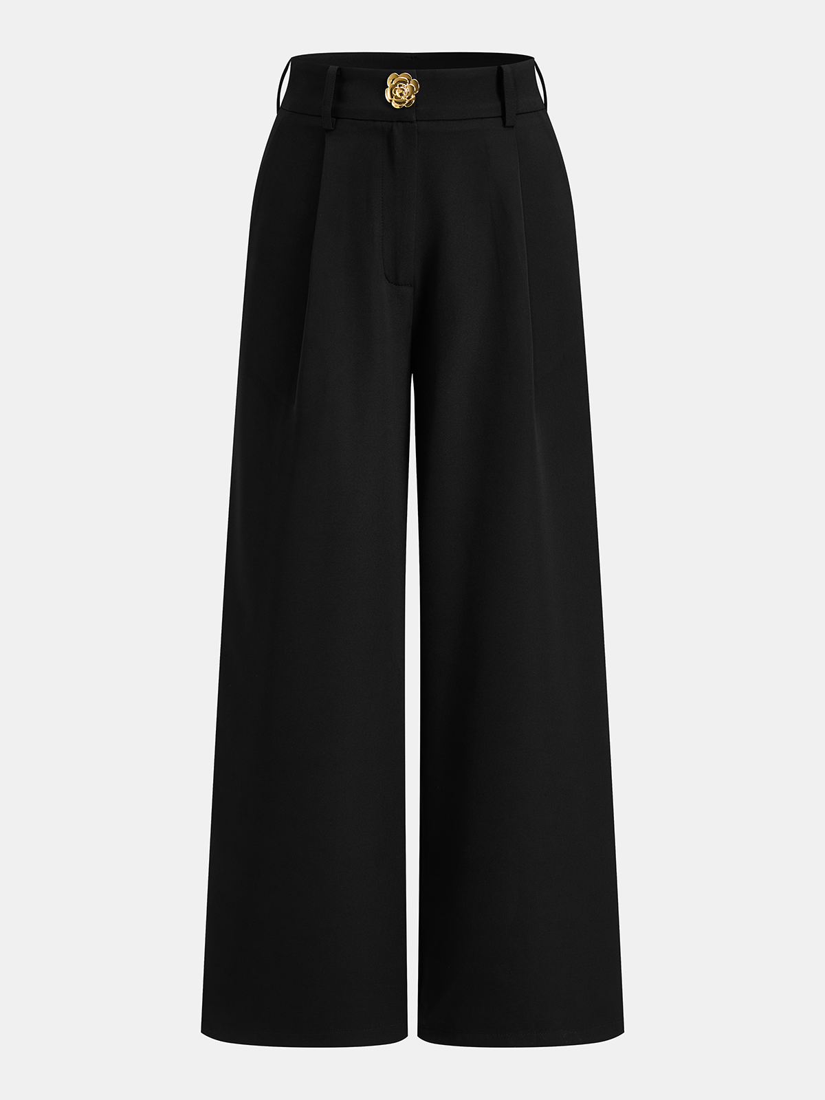 Rose Detail Cut-Out Halter Top & Wide Leg Pants Set for Women