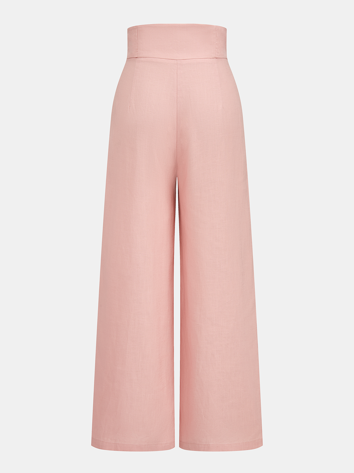 Linen Blend Crop Top & Buckle Detail Pants Set for Women 2023
