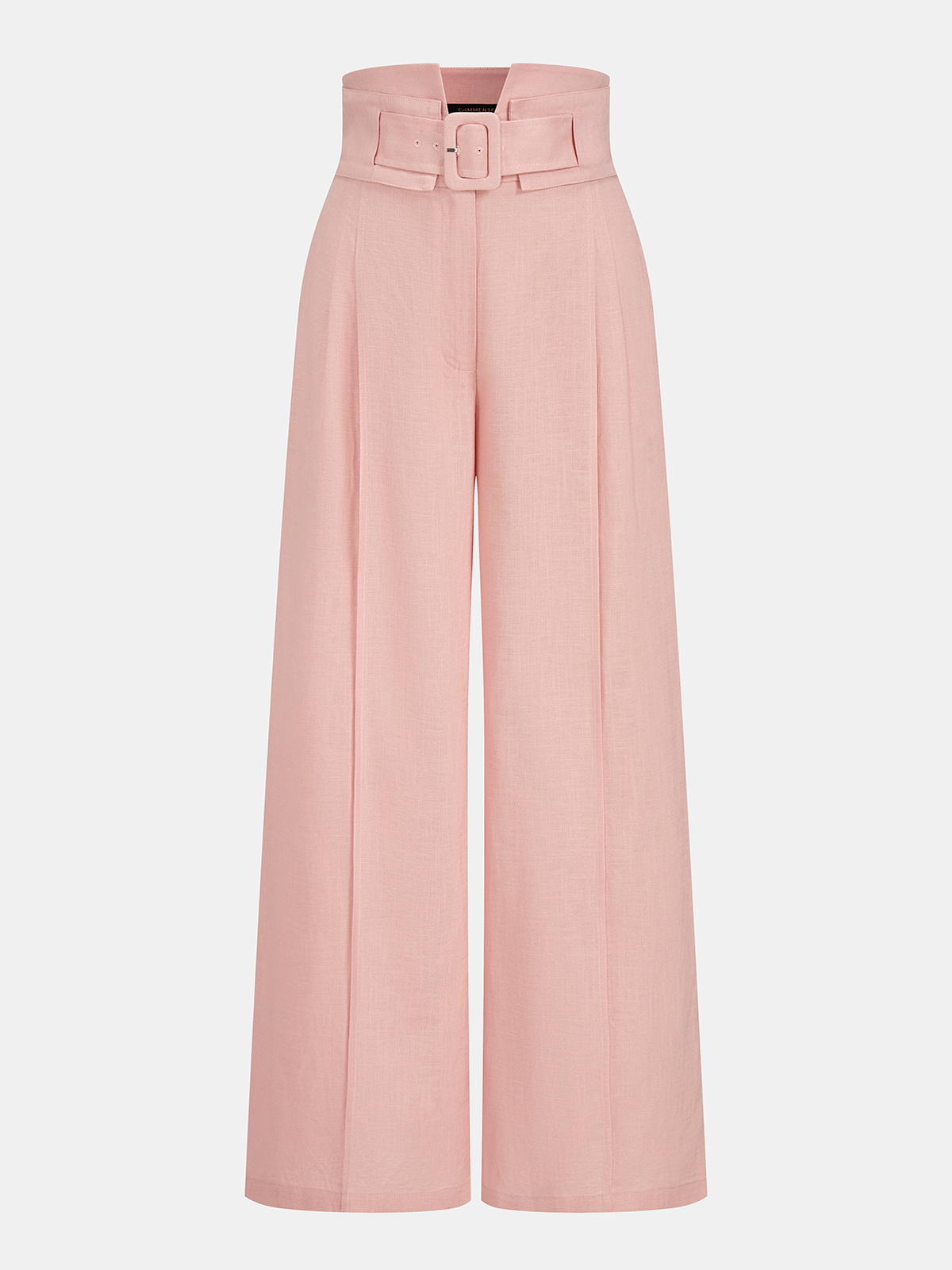 Linen Blend Crop Top & Buckle Detail Pants Set for Women 2023