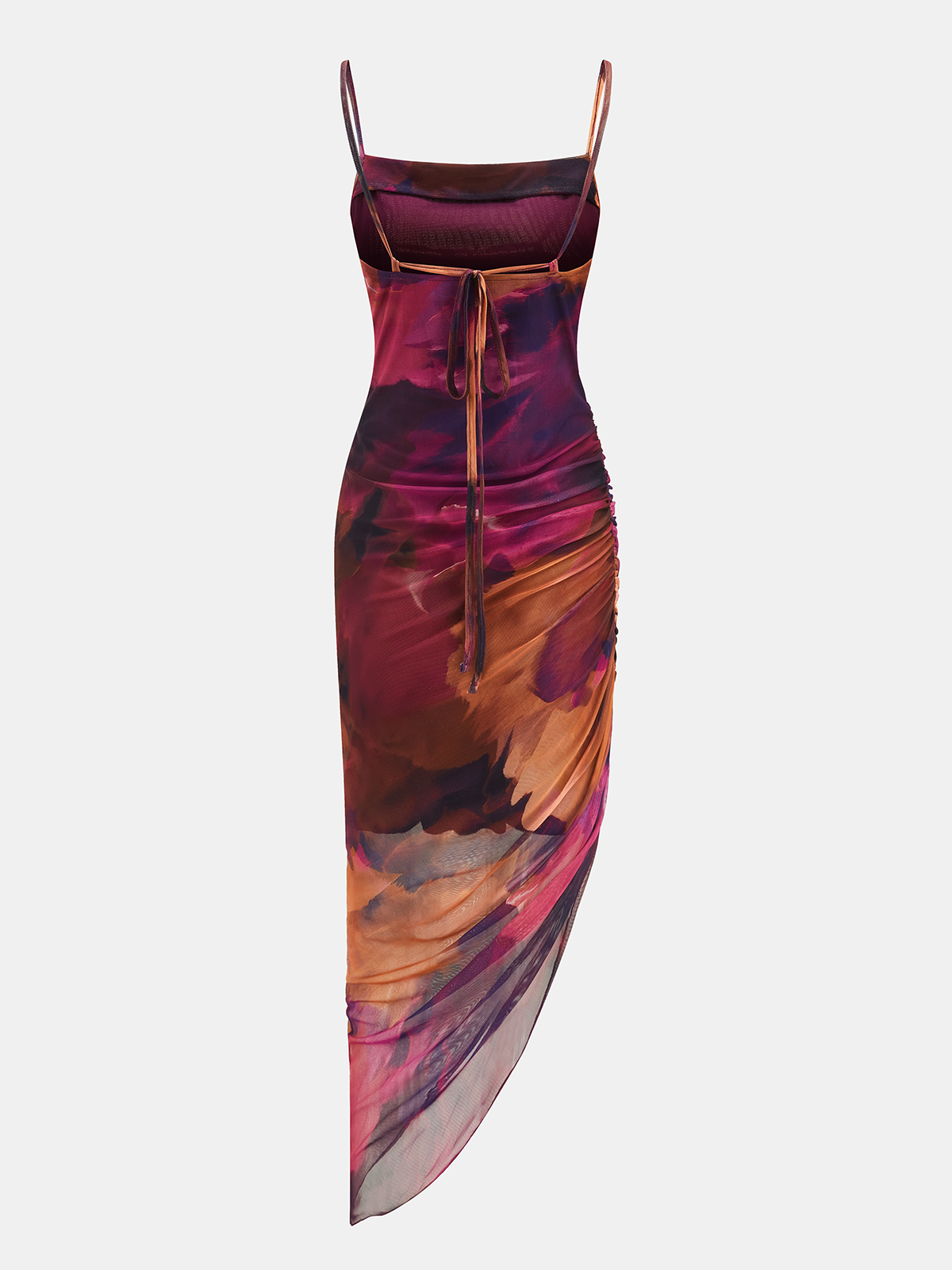 "Asymmetric Hem Tie Dye Mesh Maxi Dress for Women Summer Fashion"