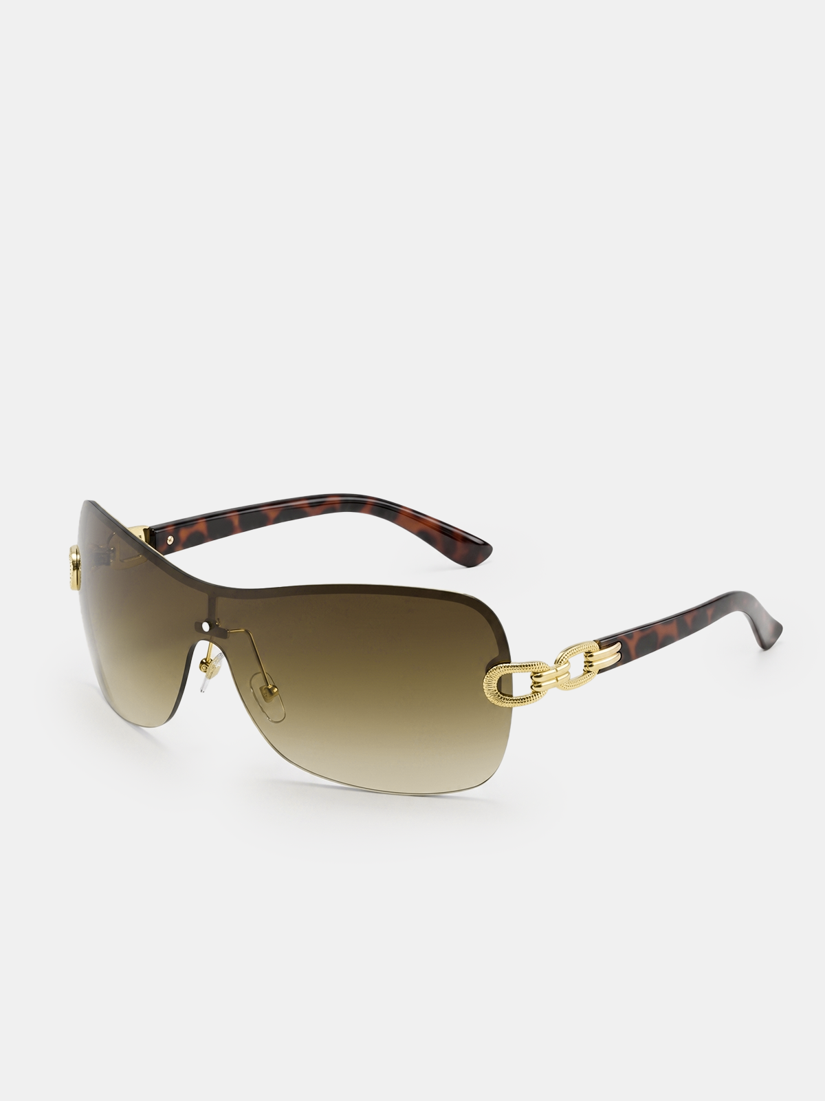 Tortoiseshell-Temple Shield Sunglasses for Stylish UV Protection