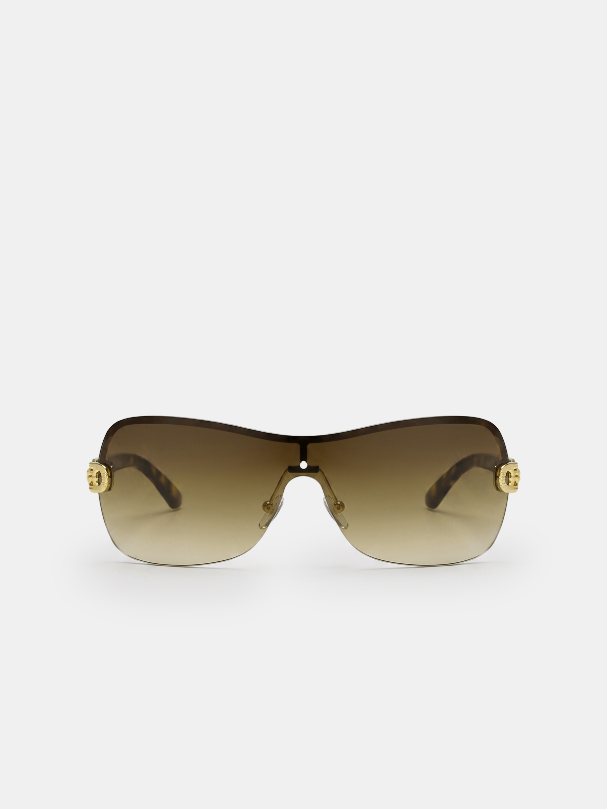 Tortoiseshell-Temple Shield Sunglasses for Stylish UV Protection