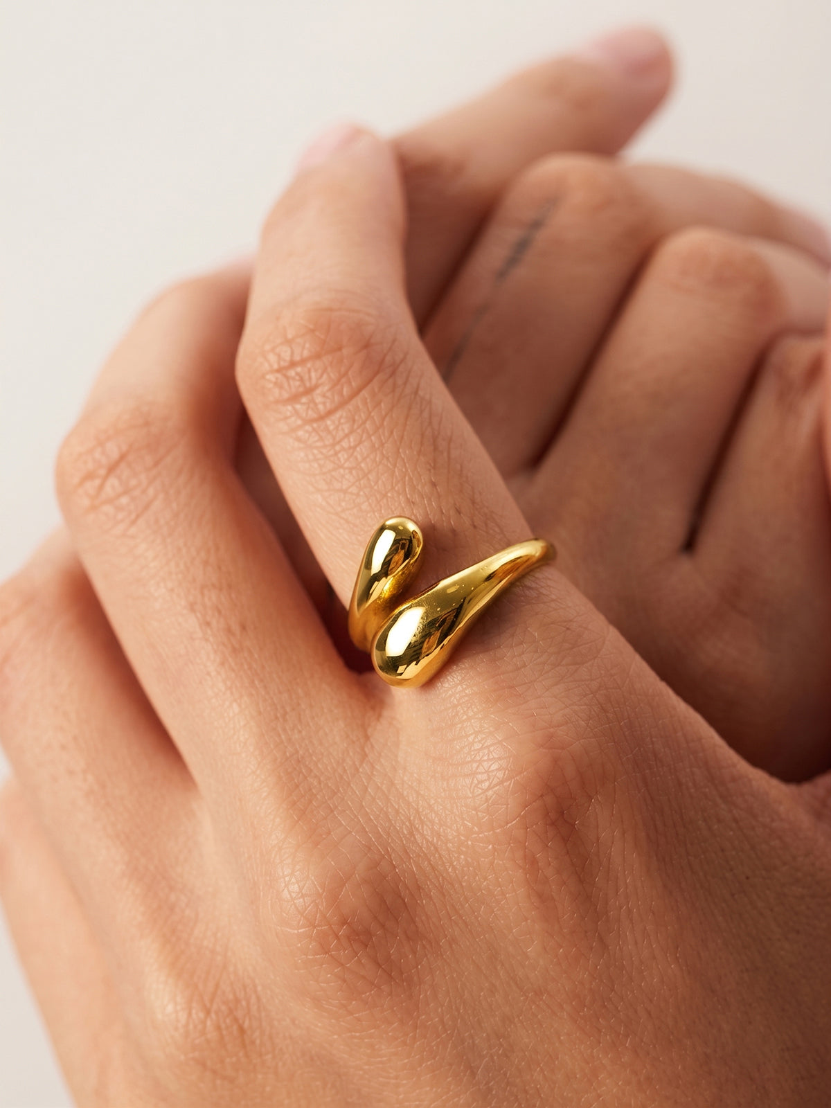 Minimalist Teardrop Open Ring Adjustable Sterling Silver