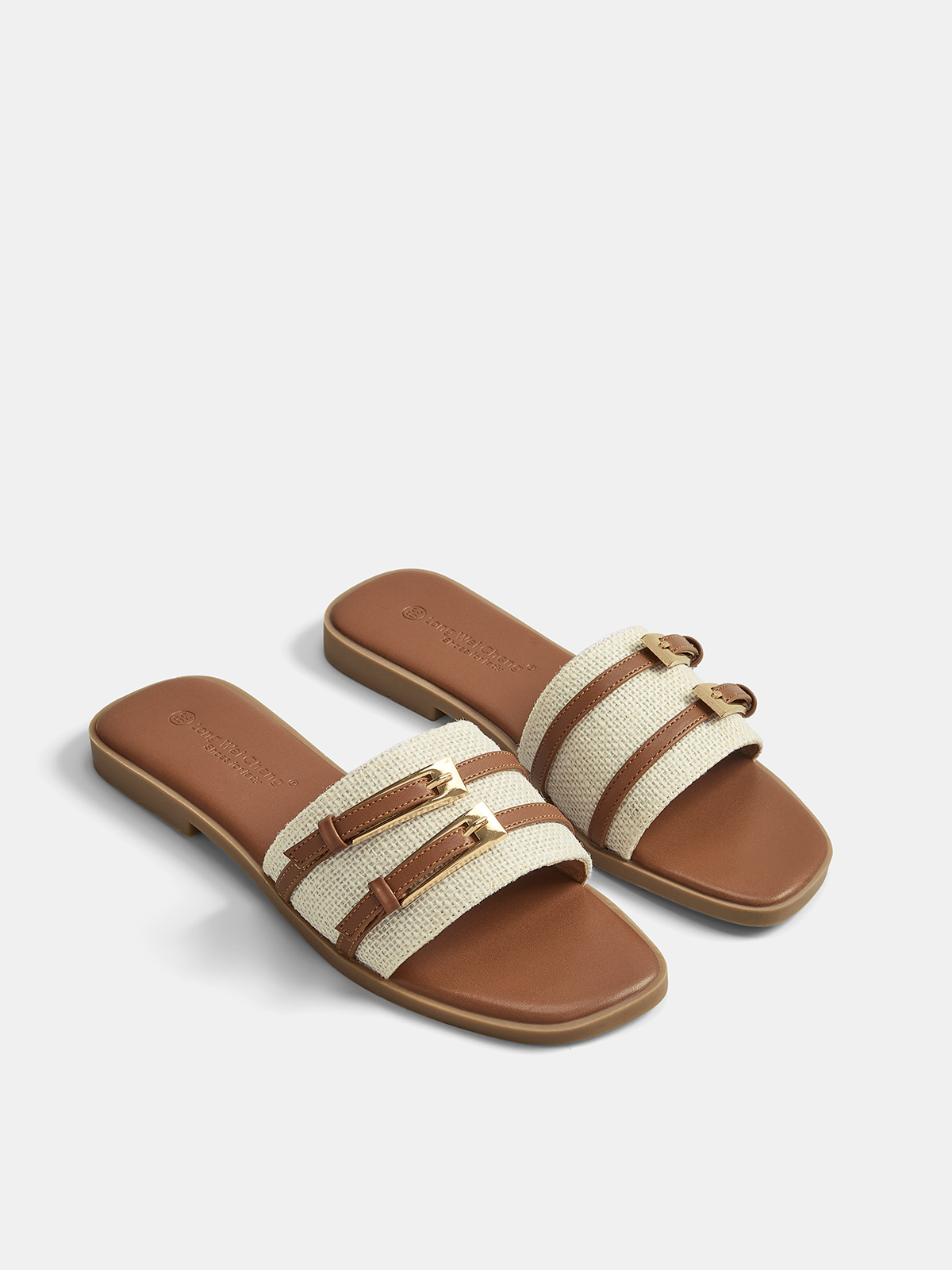 Double Buckle Flat Slide Sandals with Comfort Footbed for Women