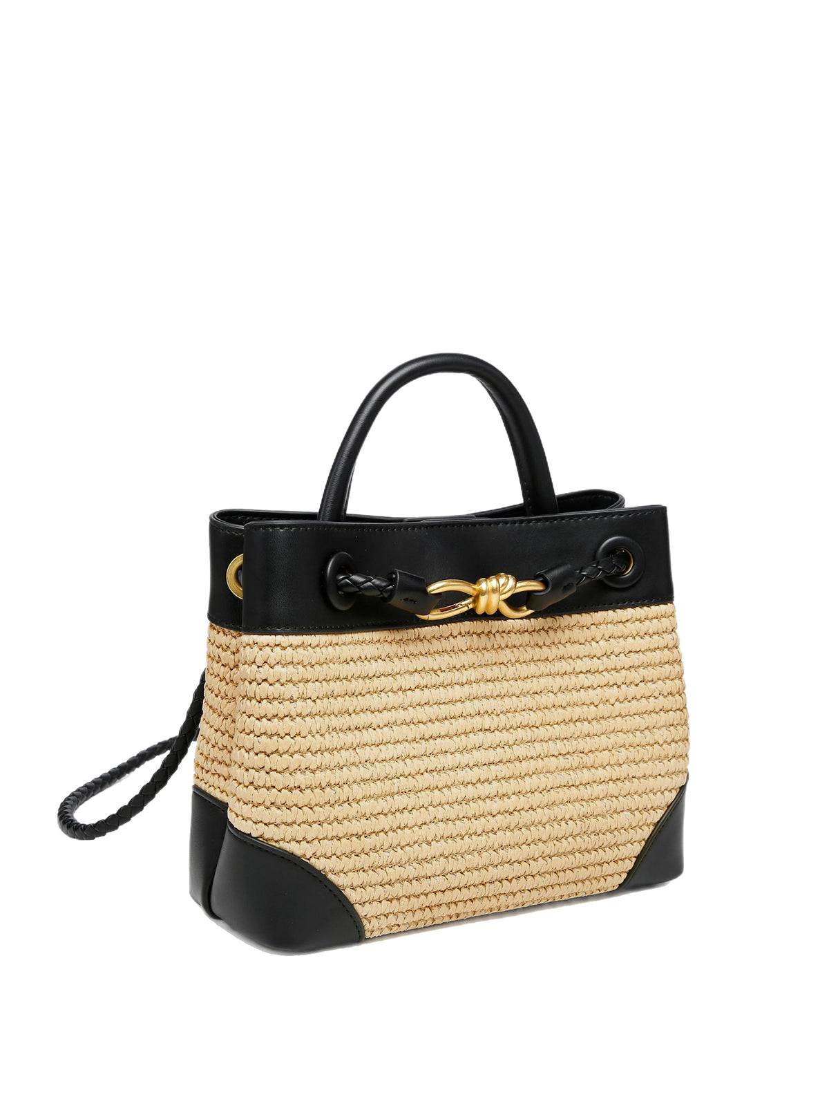 Woven Metal Accent Top Handle Handbag Stylish Durable Everyday Use