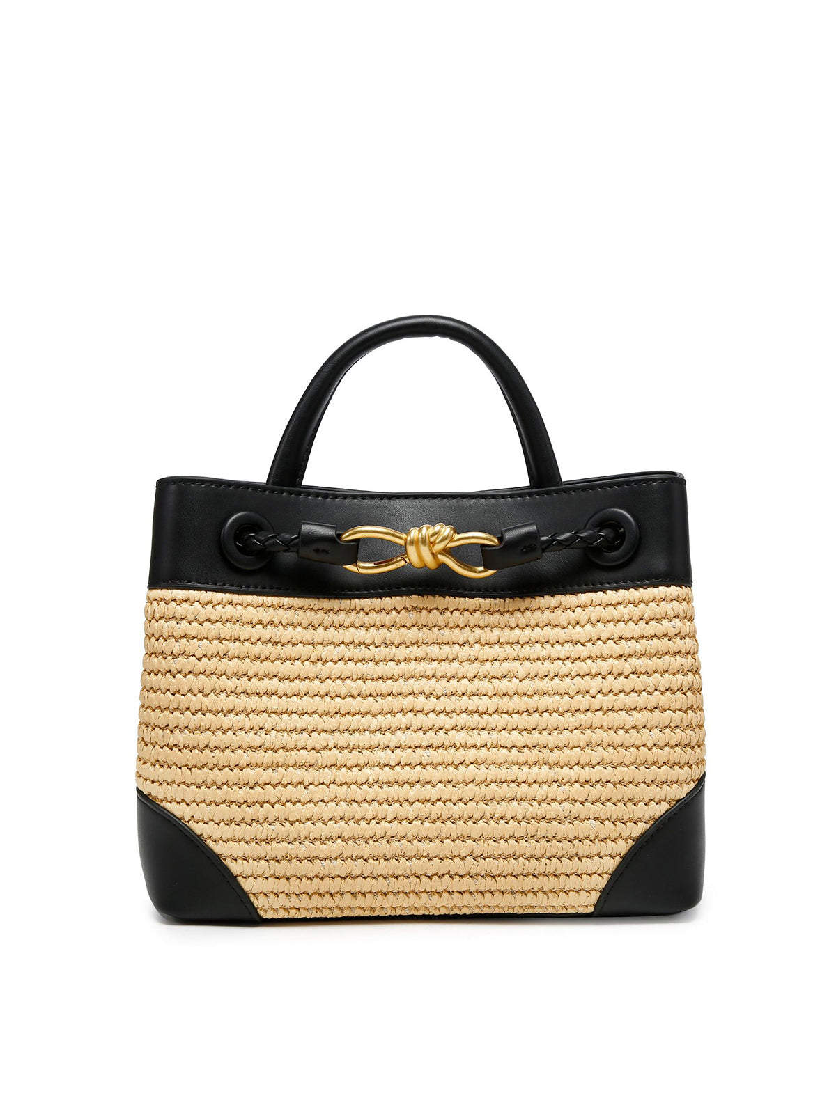 Woven Metal Accent Top Handle Handbag Stylish Durable Everyday Use