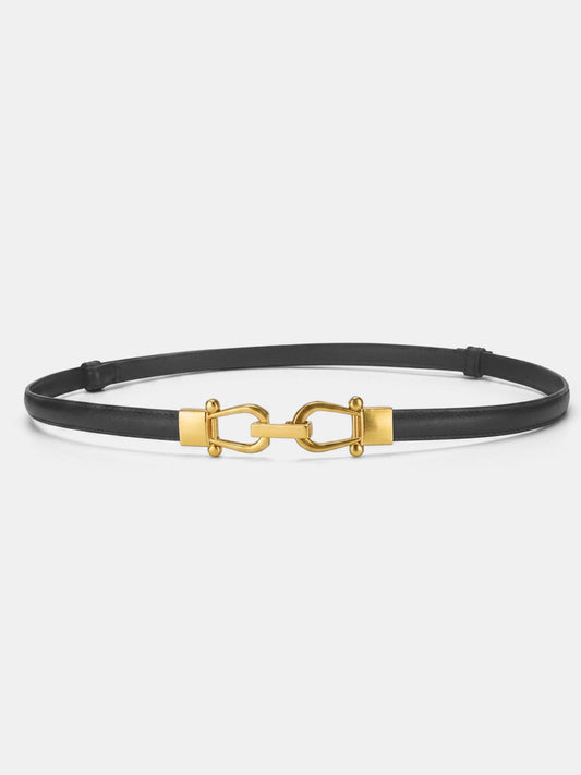 Thin Leather Metal Buckle Waist Belt for Women and Men