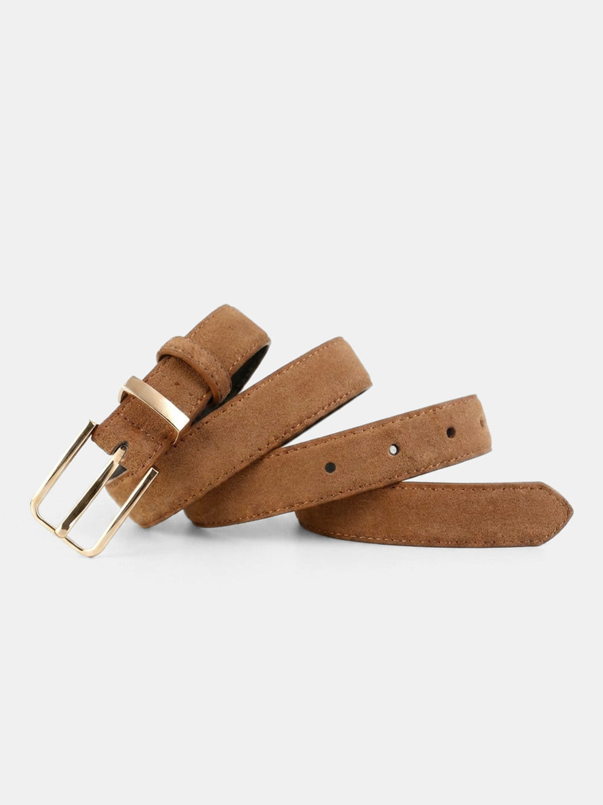 Classic Suede Leather Metal Buckle Belt for Men and Women