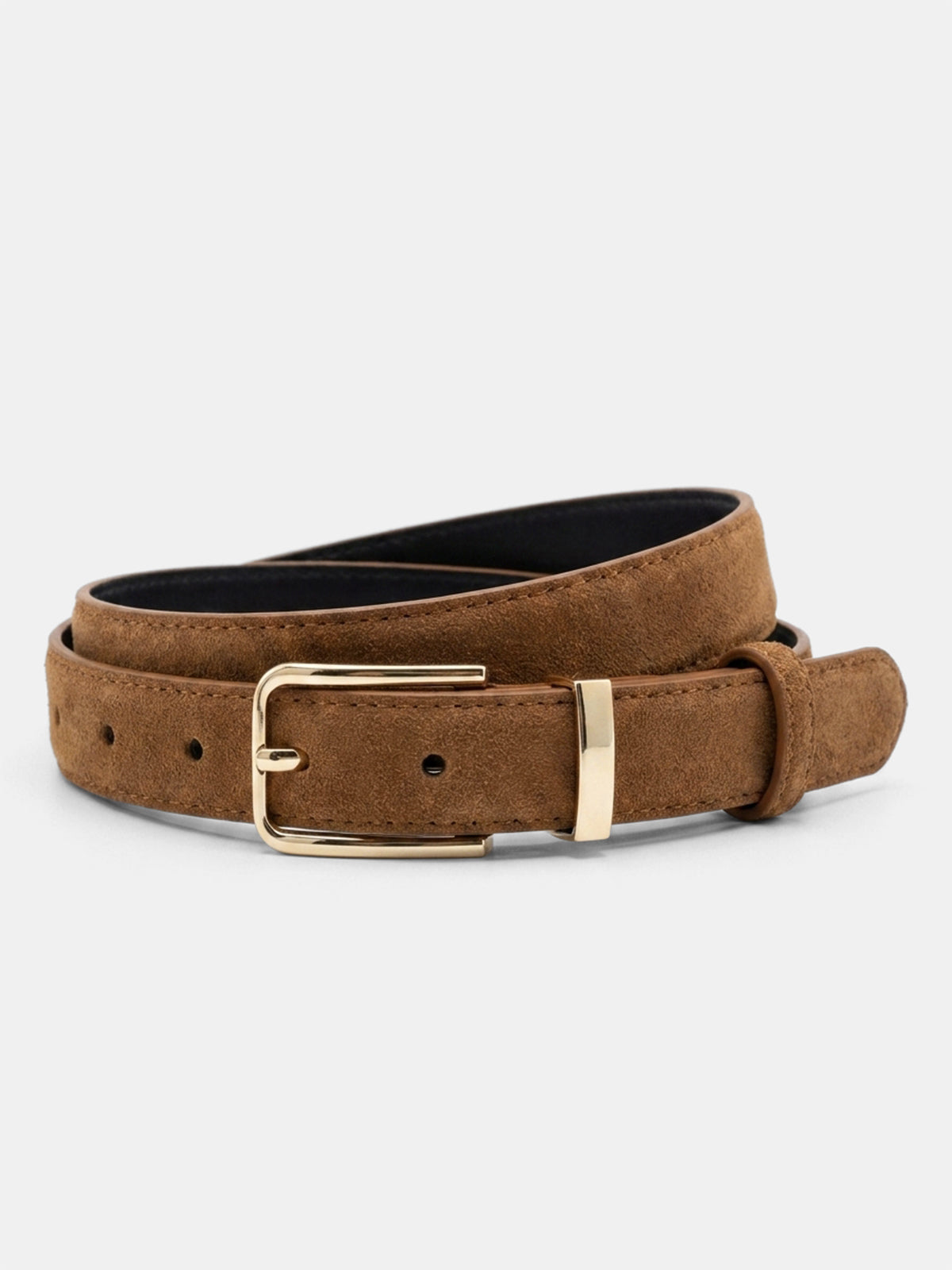 Classic Suede Leather Metal Buckle Belt for Men and Women