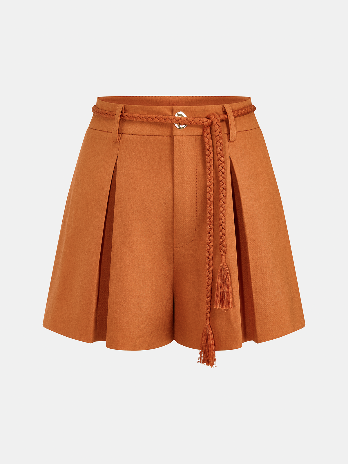 High-Waist Pleated Belted Shorts for Women with Elegant Design
