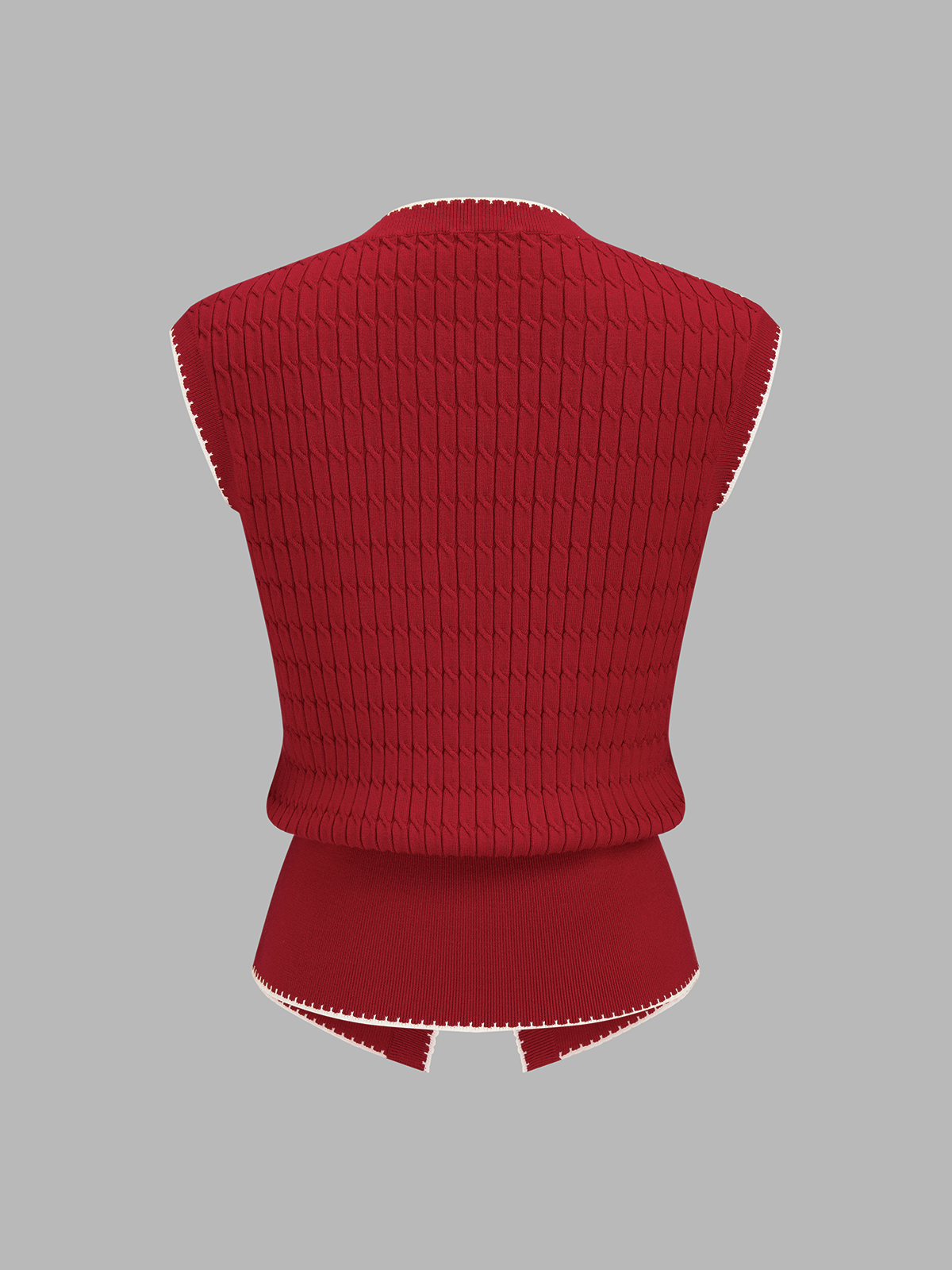Contrast Trim Textured Knit Vest For Layering Styles