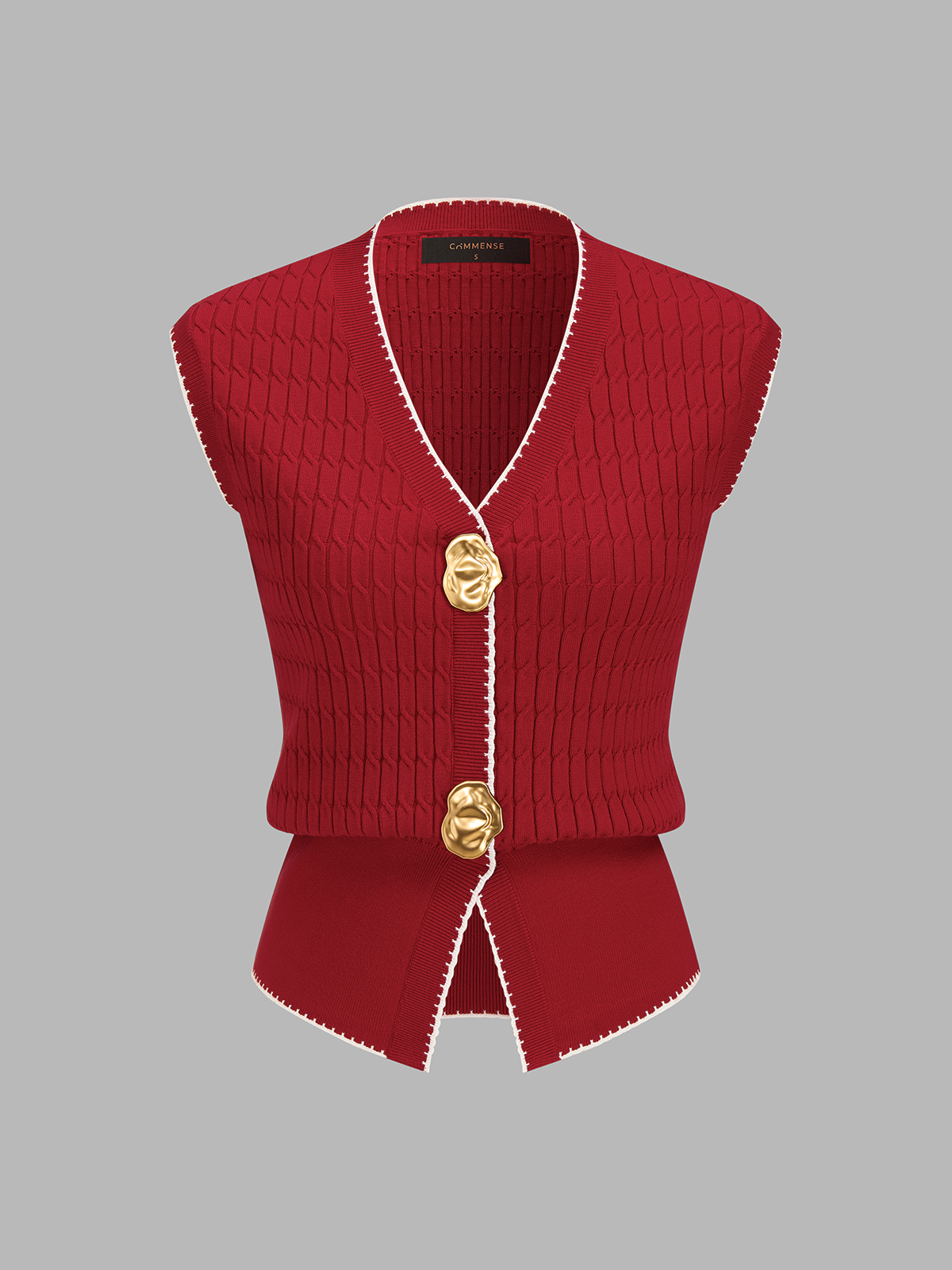 Contrast Trim Textured Knit Vest For Layering Styles