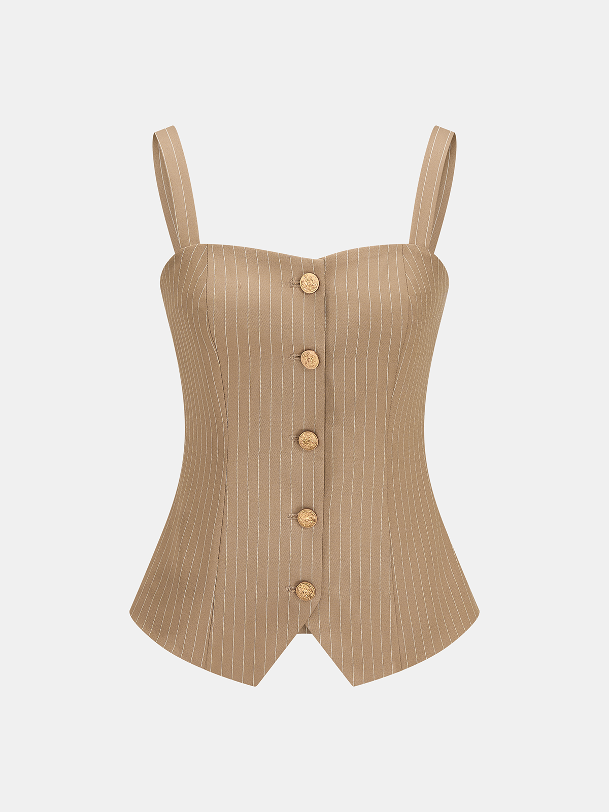 Pinstripe Button-Front Cami Top & Pants Set for Women Casual Wear