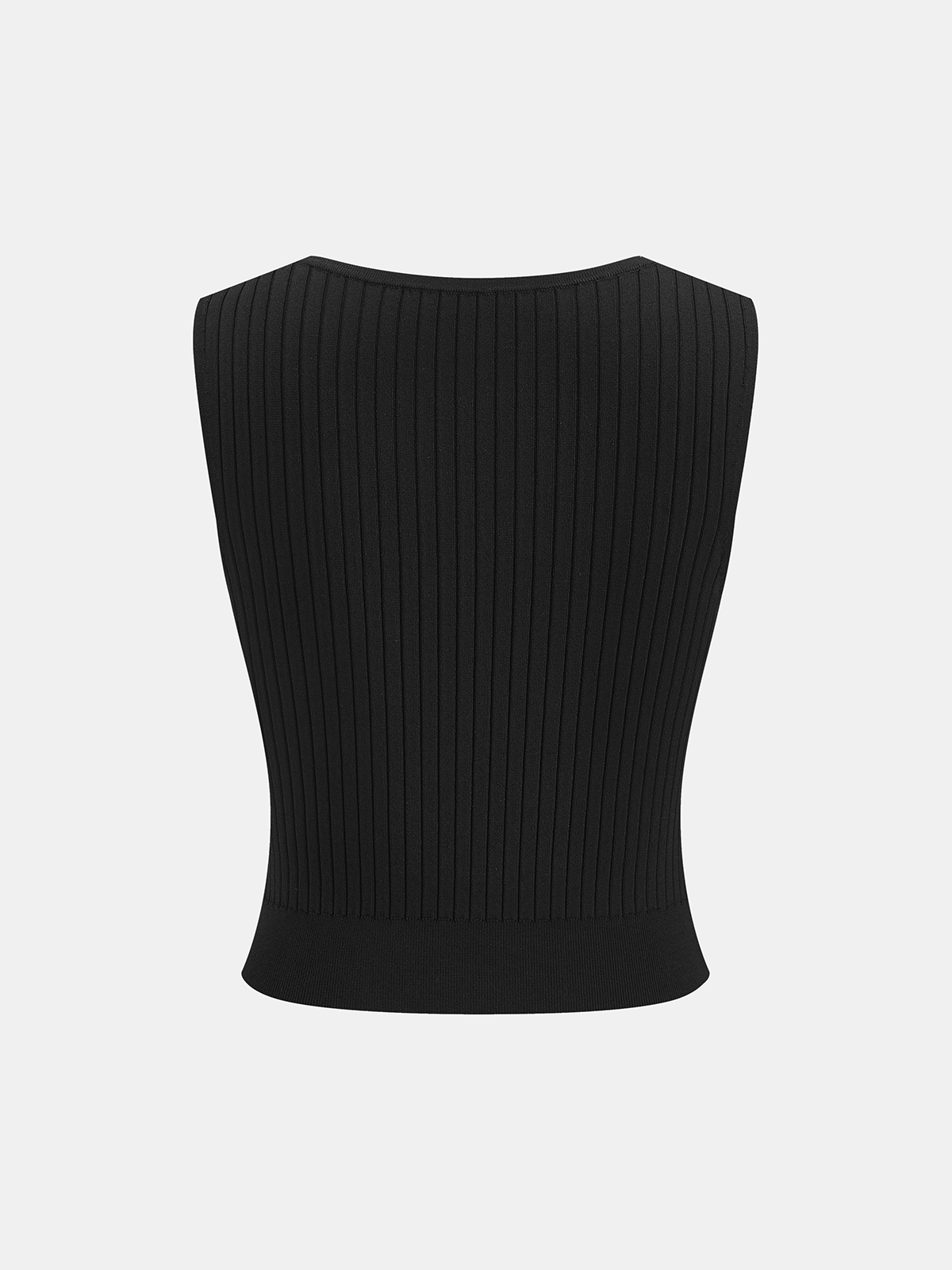 Metal Neckline Bar Ribbed Knit Sleeveless Tank Top Fashion Essentials