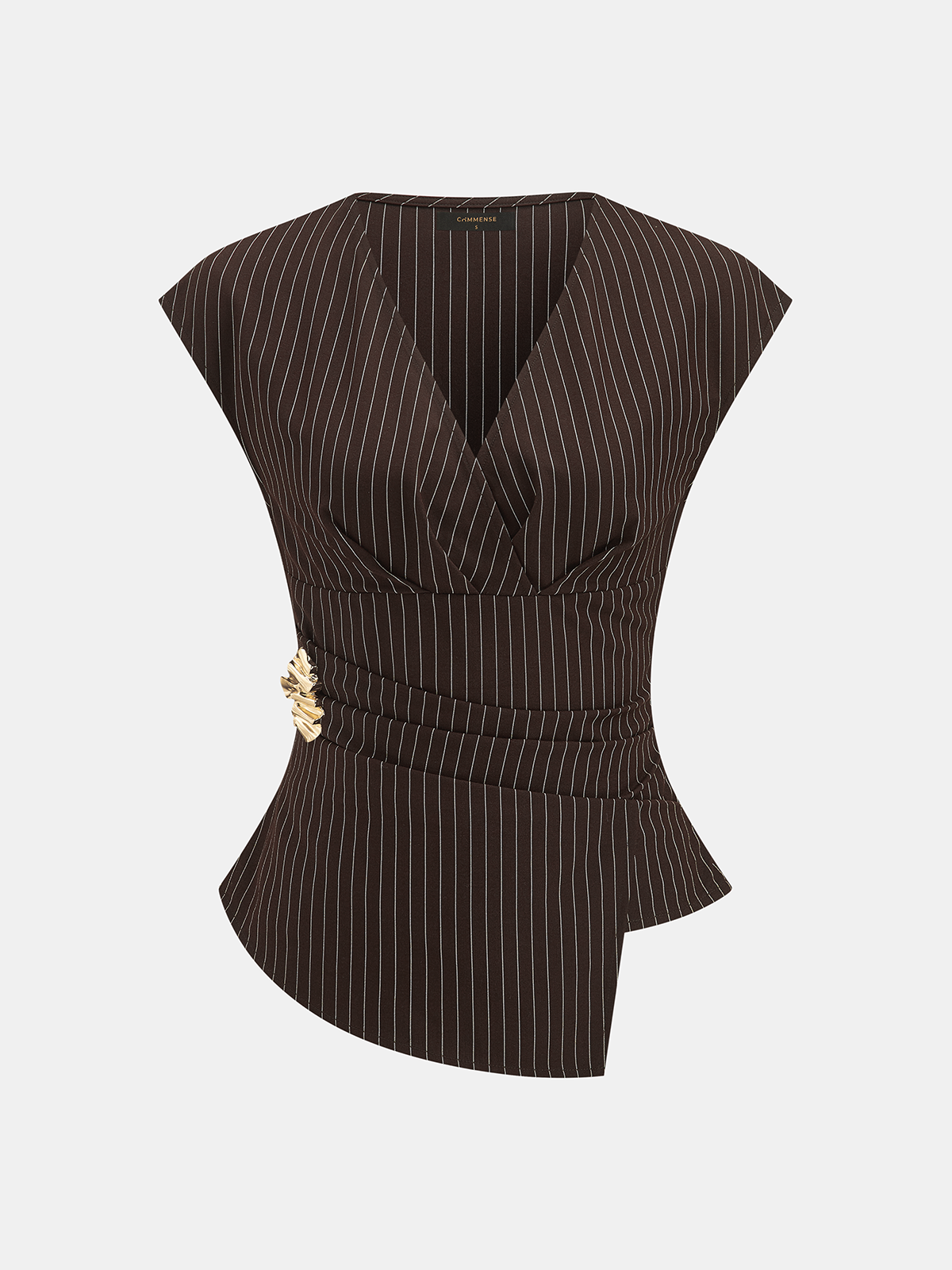 Pinstripe Sleeveless Blouse & Wide-Leg Pants Set for Women Office Wear