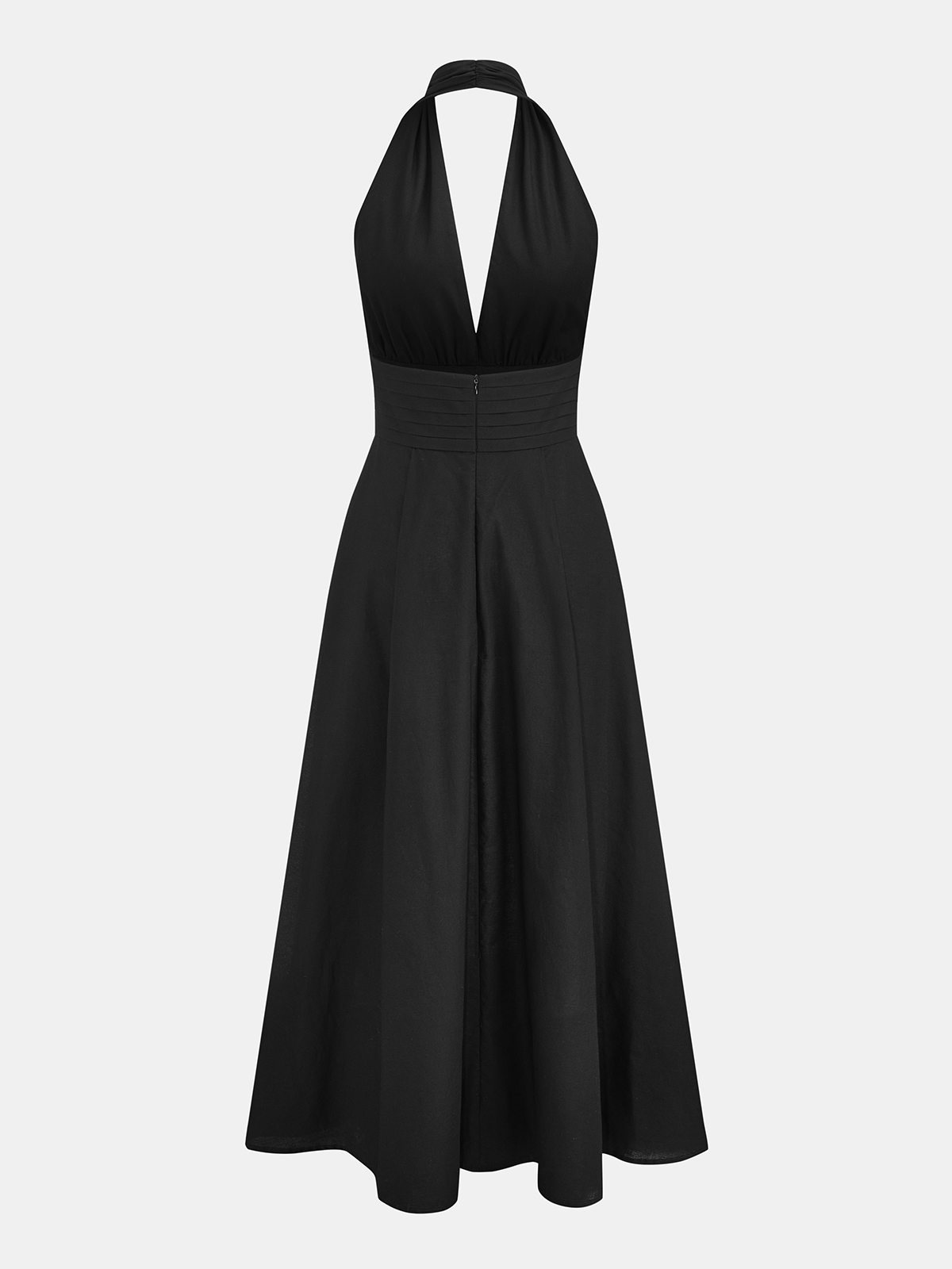 Deep V-Neck Halter Cotton Linen Maxi Dress with Side Slit Summer Styles