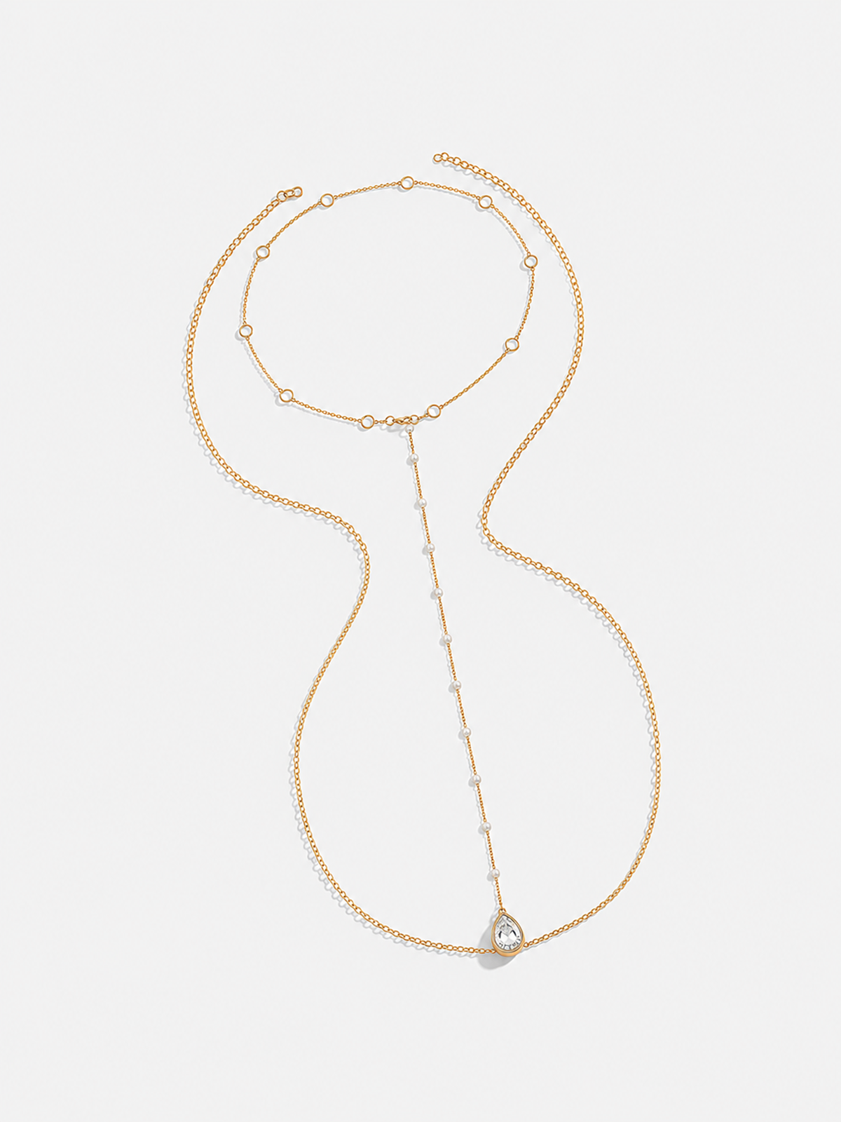 Pearl Station Lariat Backdrop Necklace Elegant Bridal Jewelry Accessory