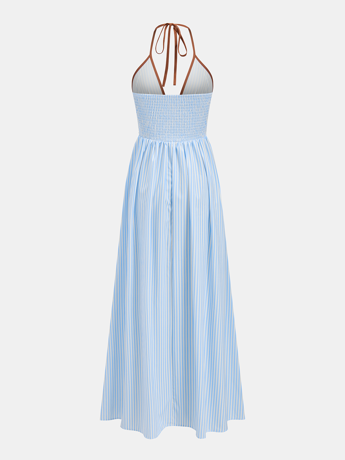 Deep V Neck Halter Striped Midi Dress for Women Casual Summer
