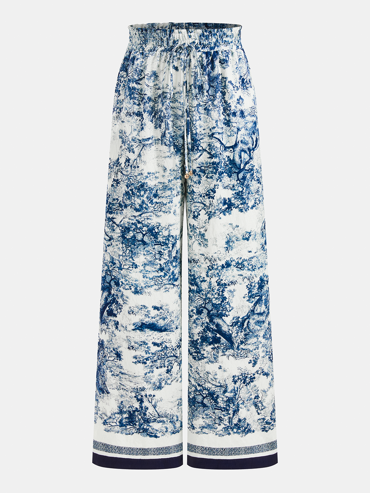 Toile Print Shirt & Wide Leg Pants Set - Casual Comfortable Women's Outfit