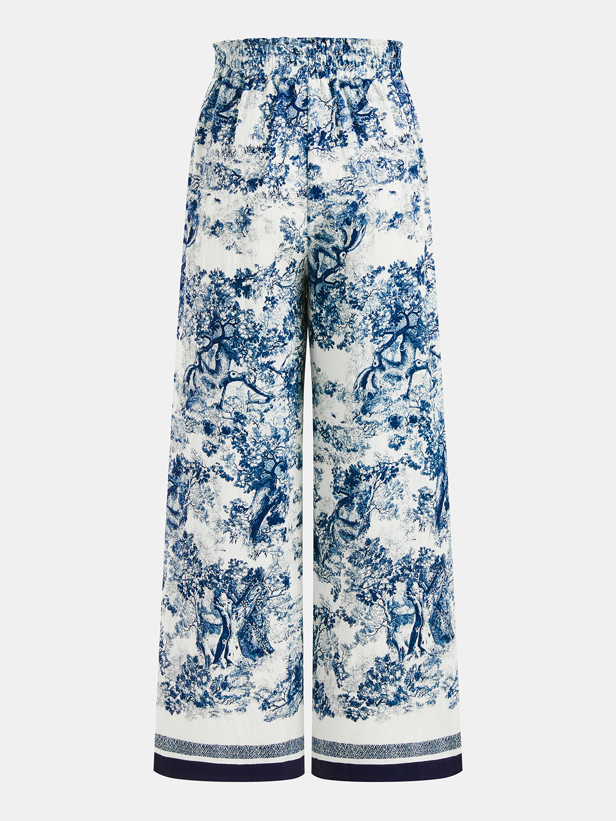 Toile Print Shirt & Wide Leg Pants Set - Casual Comfortable Women's Outfit