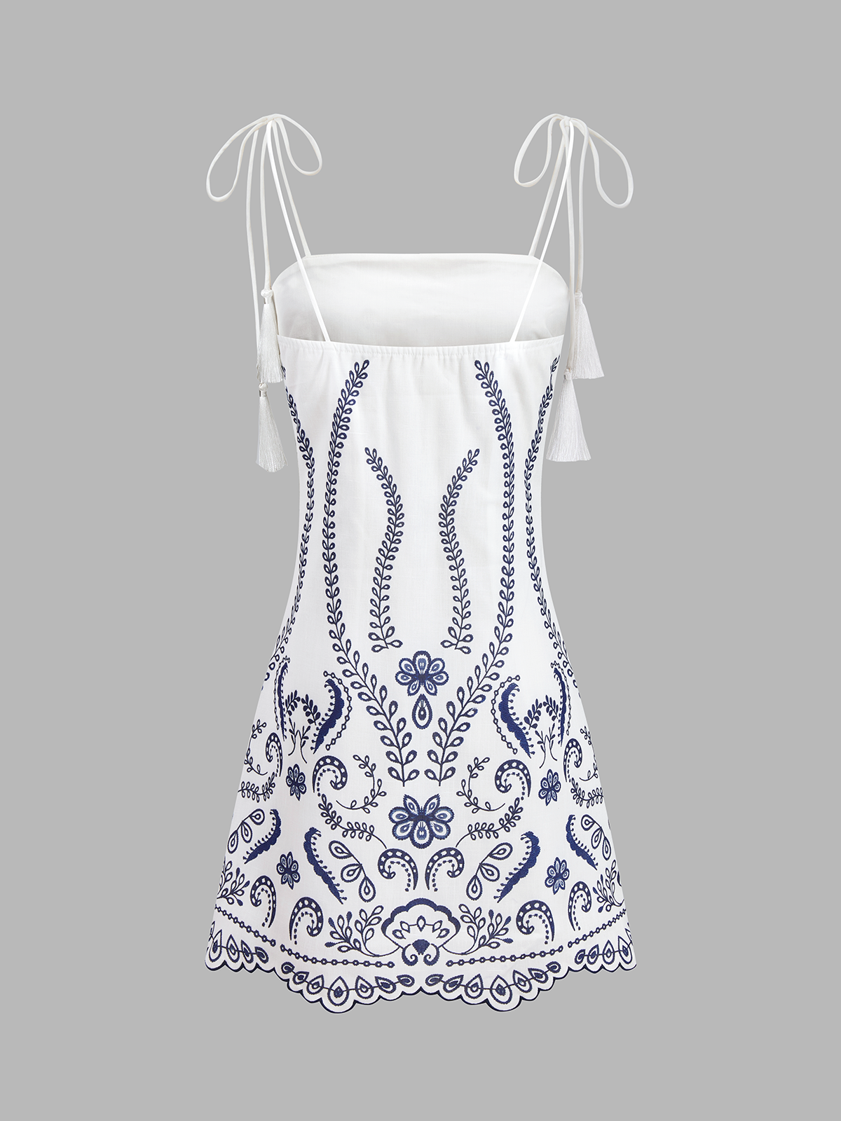 Tassel Tie Embroidered Cami Mini Dress for Women Summer Casual