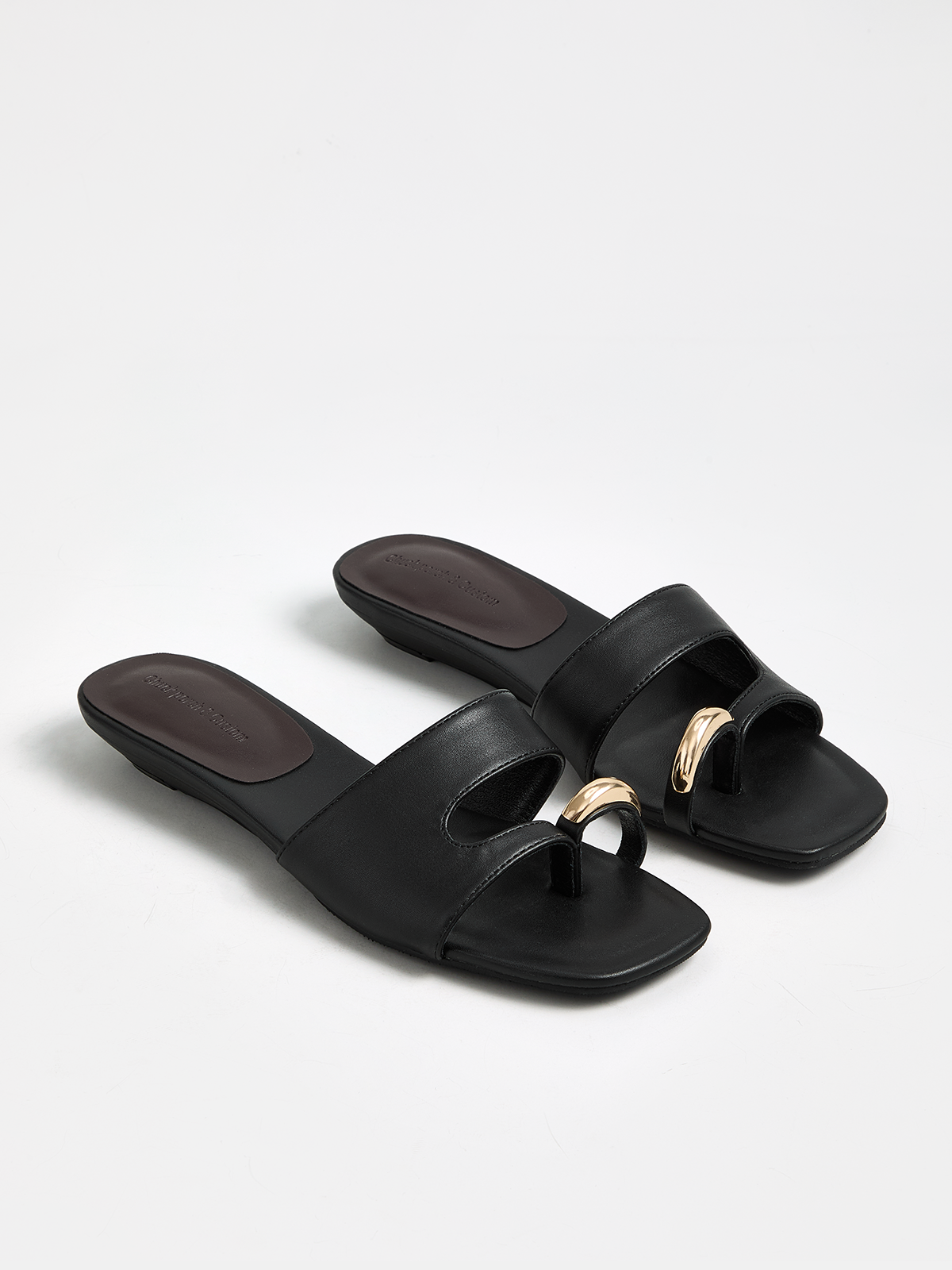 Metal Decor Toe Ring Slide Sandals, Comfortable Summer Beach Footwear