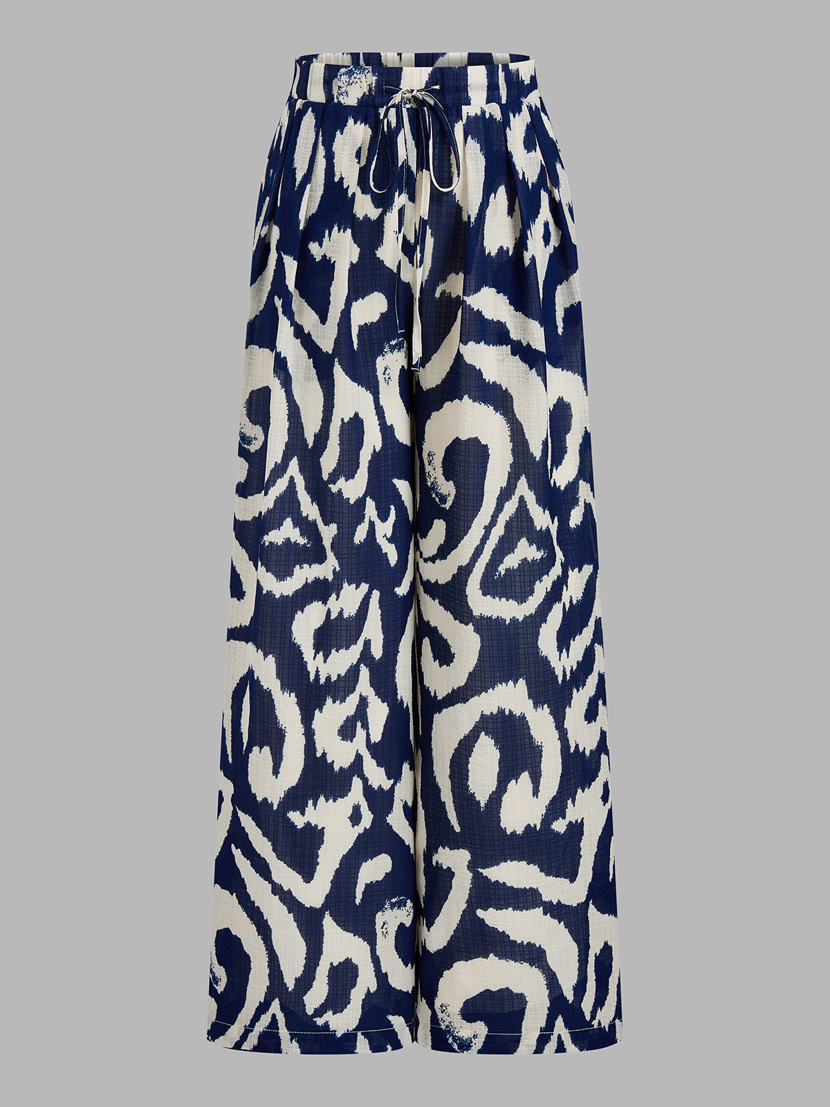 Tie-Back Crop Top & Abstract Print Casual Pants Set for Women