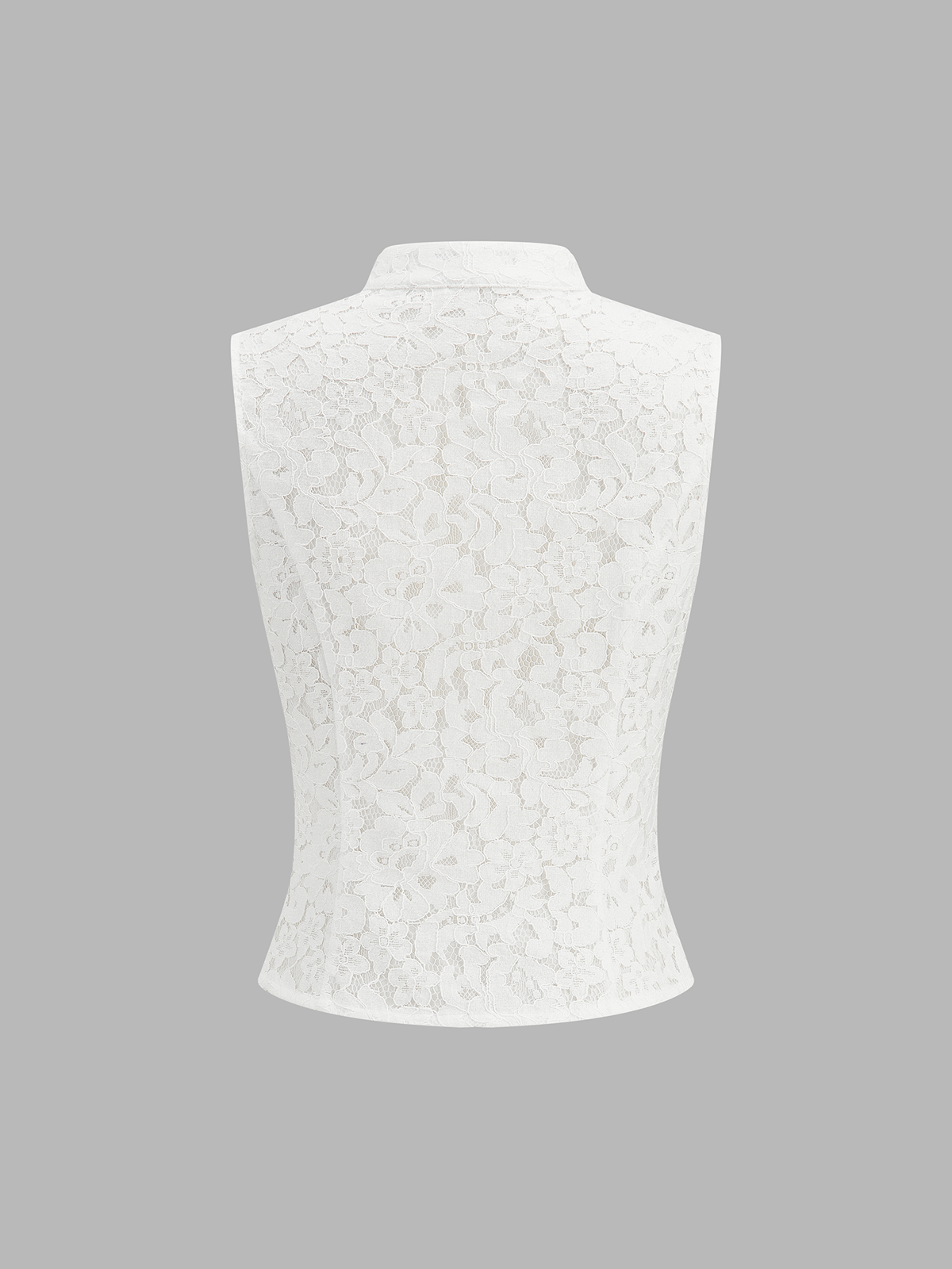 Napoleon Front Zipper Stand Collar Lace Vest, Elegant Sleeveless Formal Attire