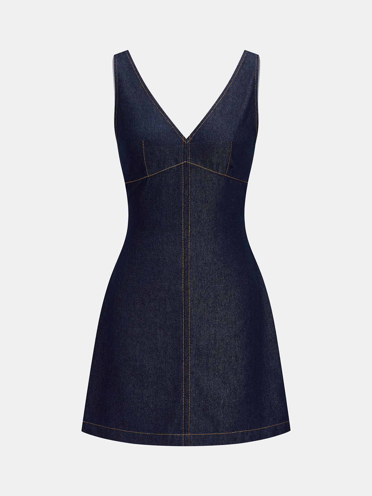 V-Neck Sleeveless Back Zipper Denim Mini Dress for Women Casual Summer Style