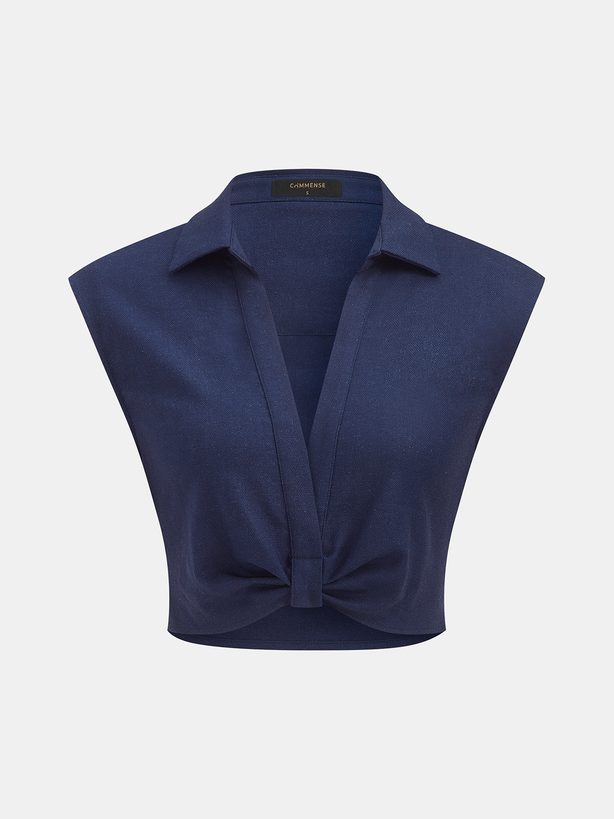 Twist-Front Cropped Sleeveless Cotton Linen Blouse for Women Summer Fashion
