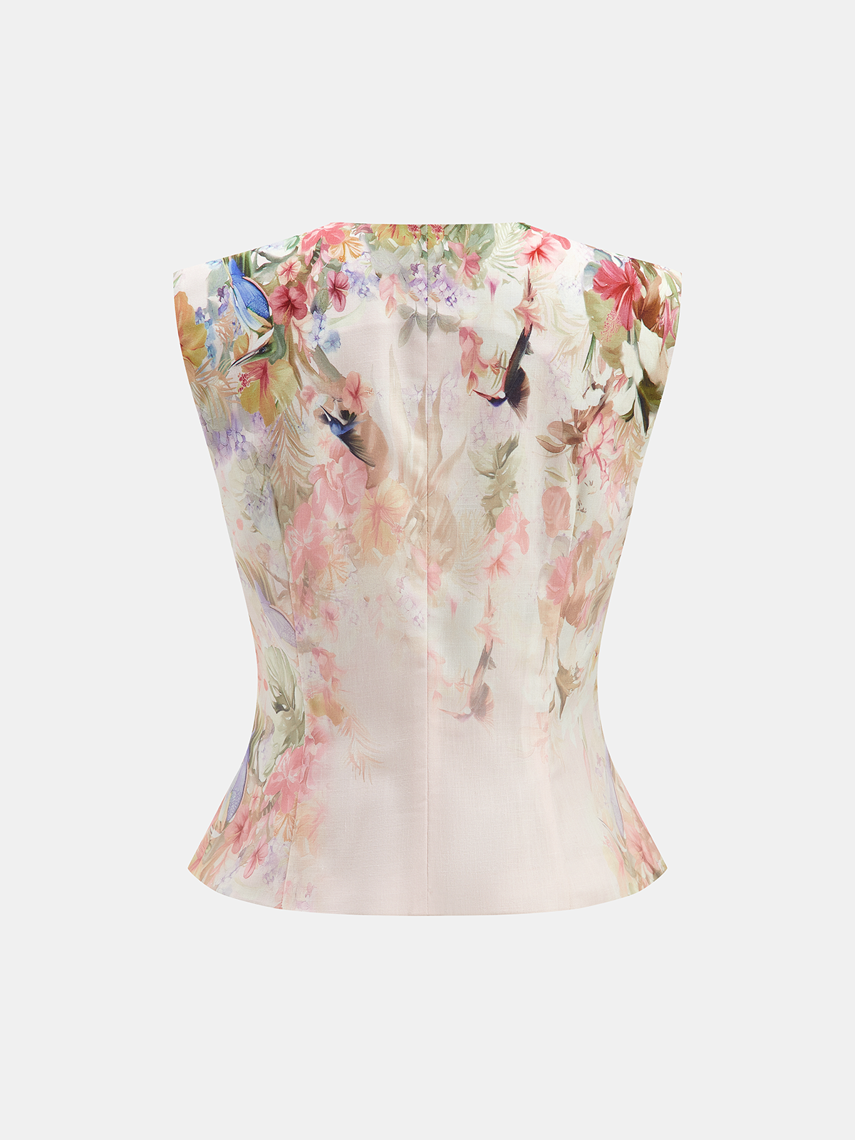 Watercolor Floral Print Vest & Pleated Shorts Set for Women Spring/Summer Fashion