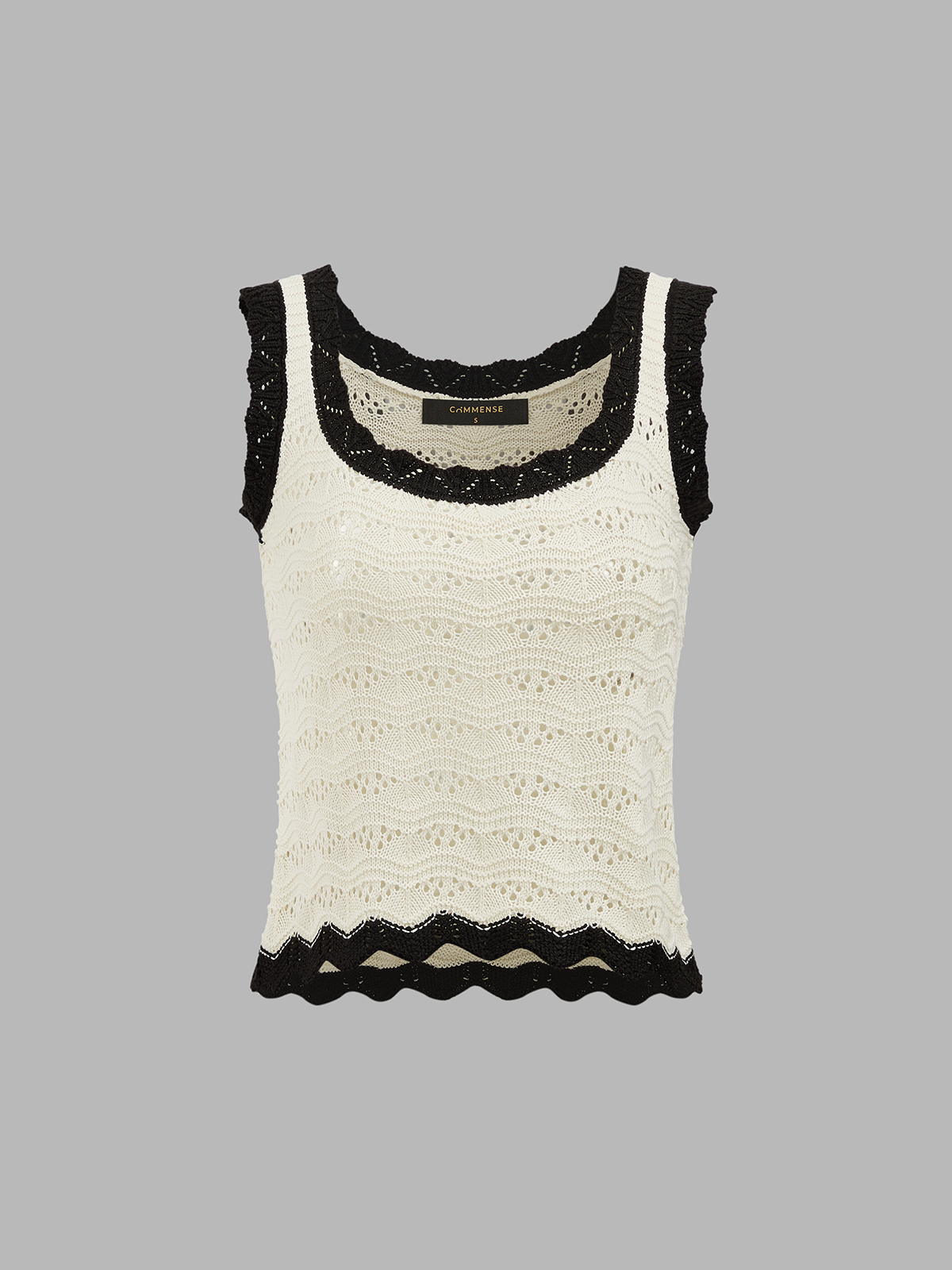 Contrast Trim Crochet Knit Top & Midi Skirt Set for Women Summer Casual