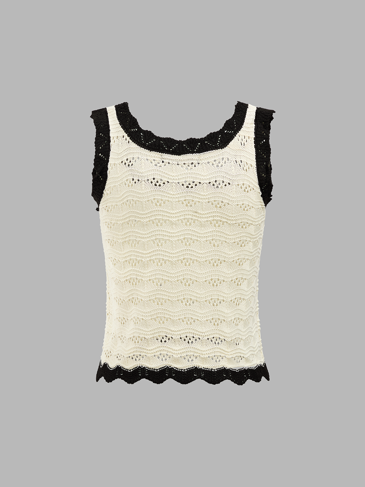 Contrast Trim Crochet Knit Top & Midi Skirt Set for Women Summer Casual
