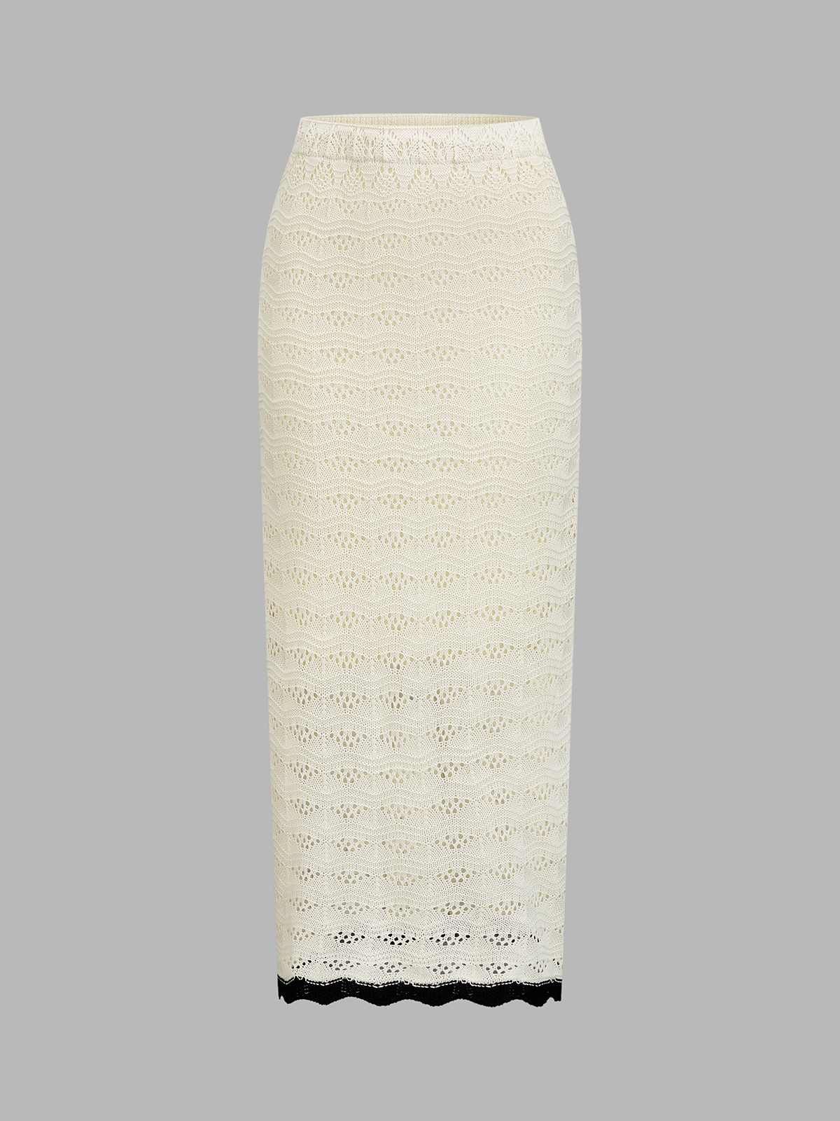 Contrast Trim Crochet Knit Top & Midi Skirt Set for Women Summer Casual
