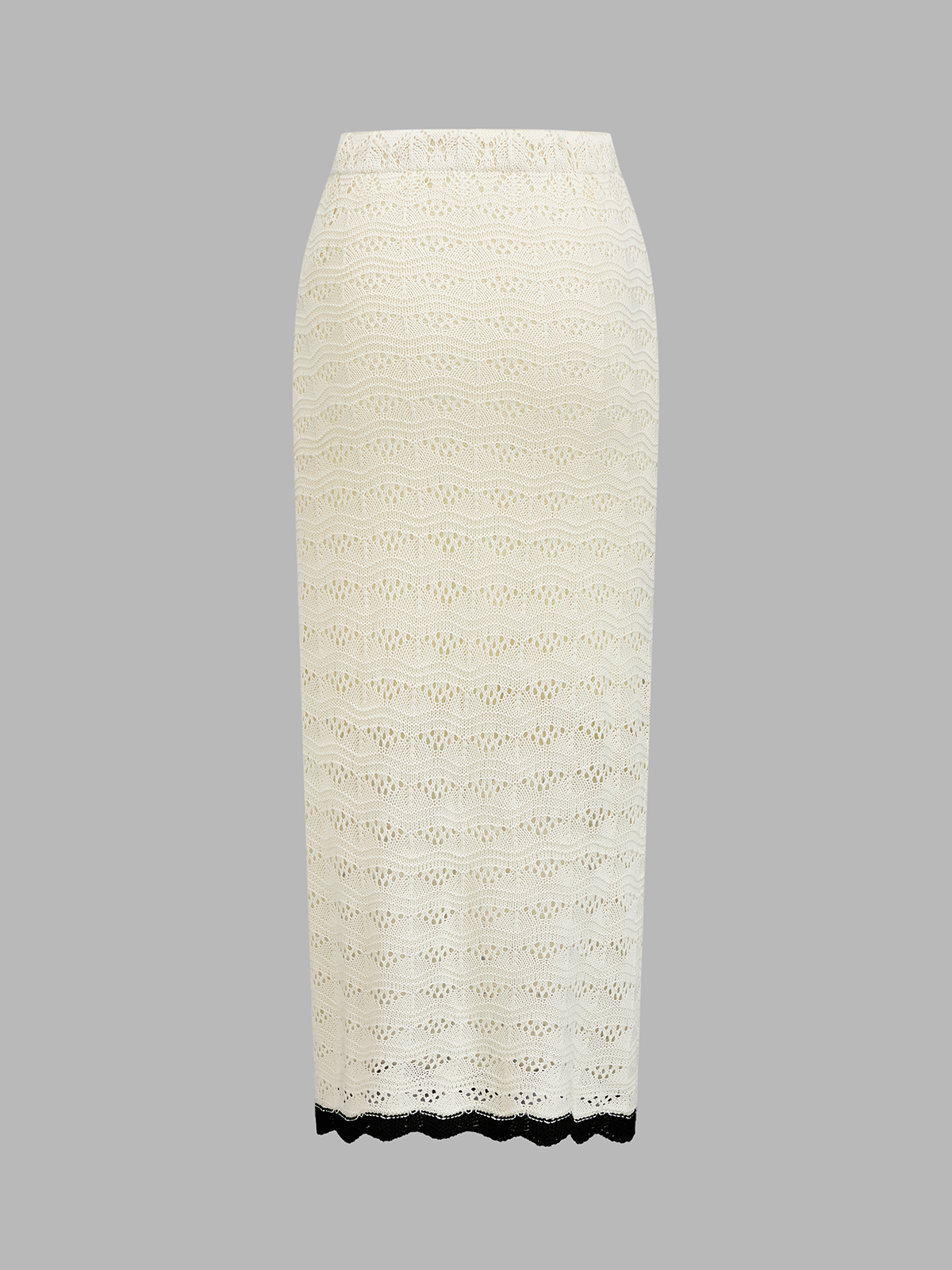 Contrast Trim Crochet Knit Top & Midi Skirt Set for Women Summer Casual