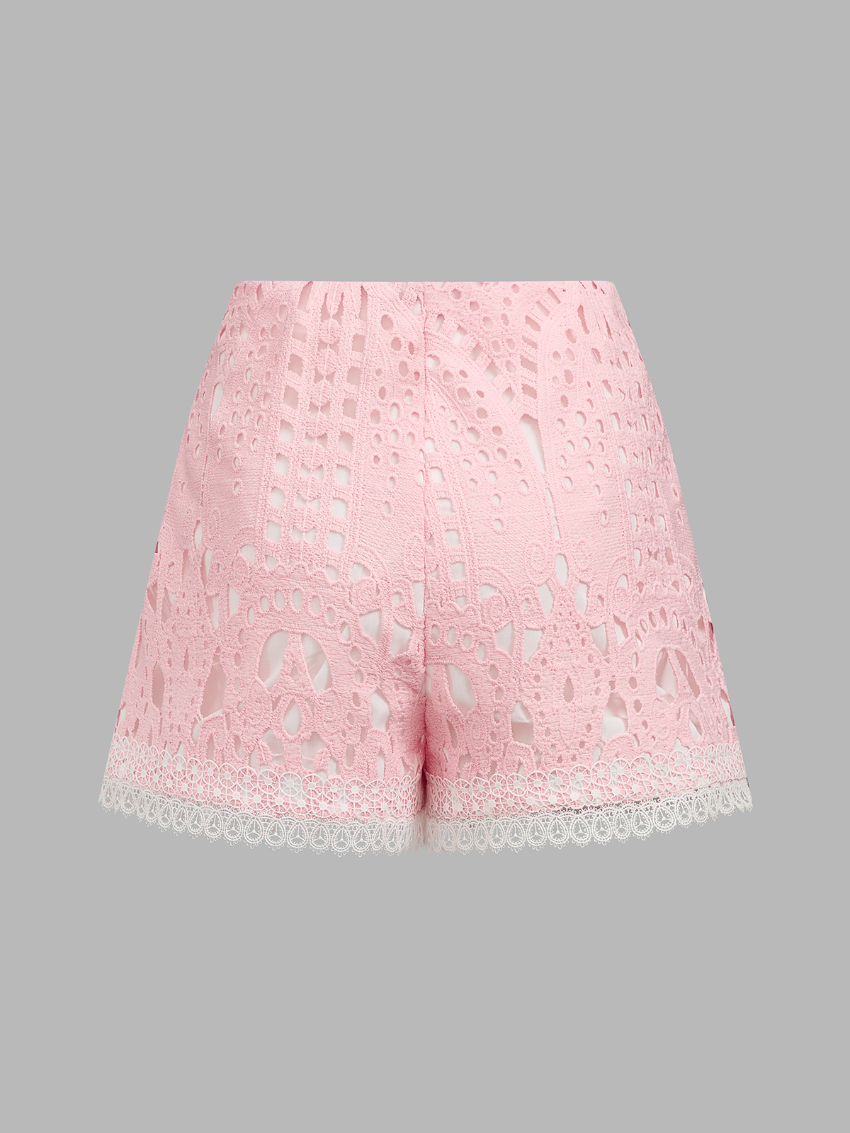 V-Neck Guipure Lace Peplum Top & Shorts Set for Elegant Evenings