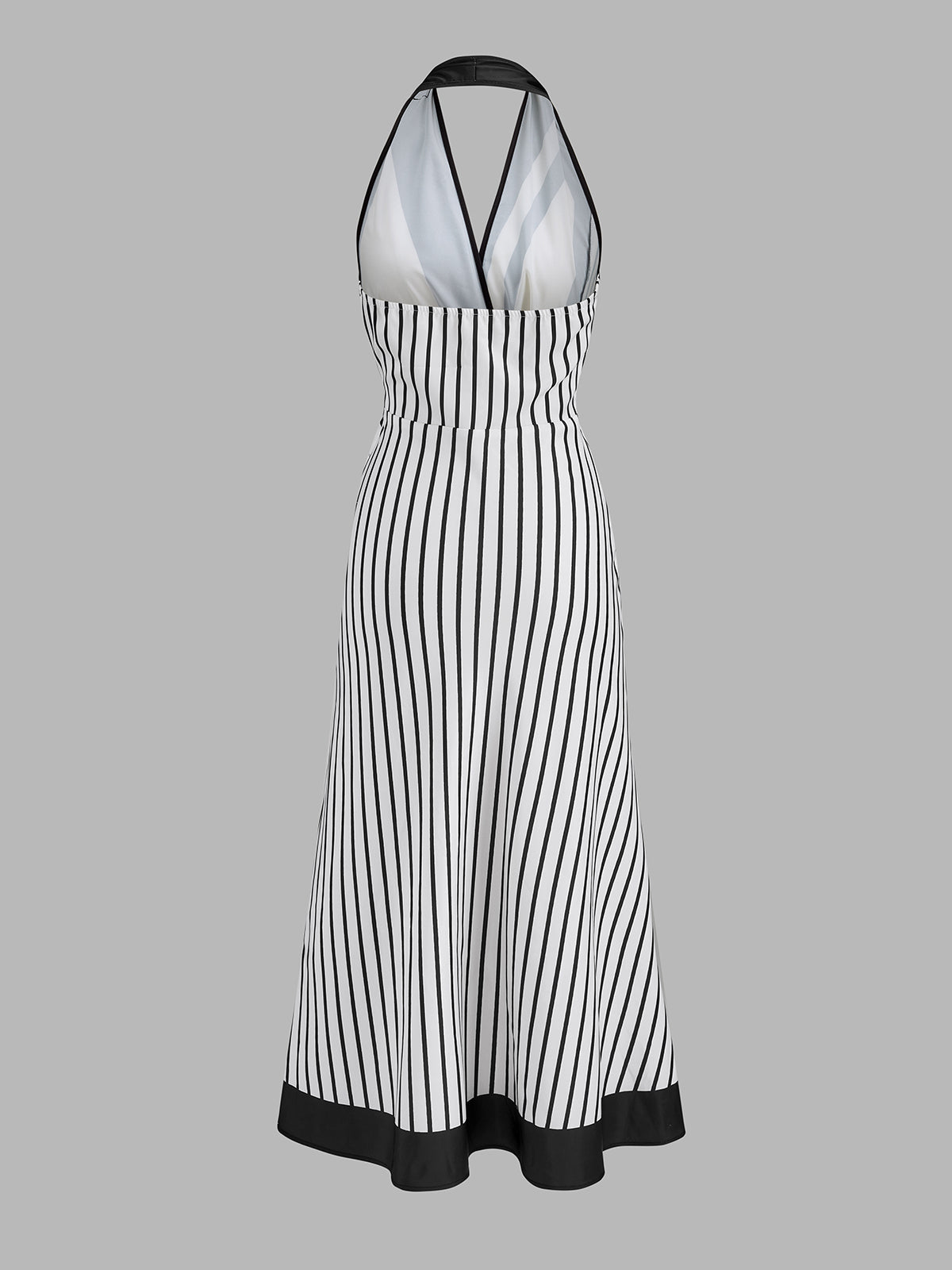 Striped Halter Wrap Maxi Dress with Tie Waist Detail