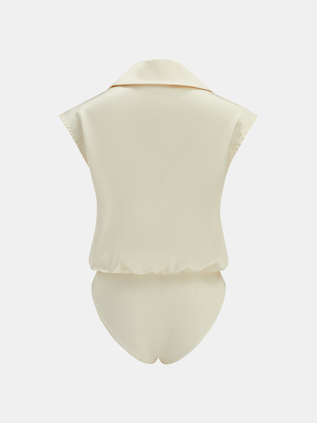 Satin Sleeveless Metal Button Shirt Bodysuit Women's Fashion Top