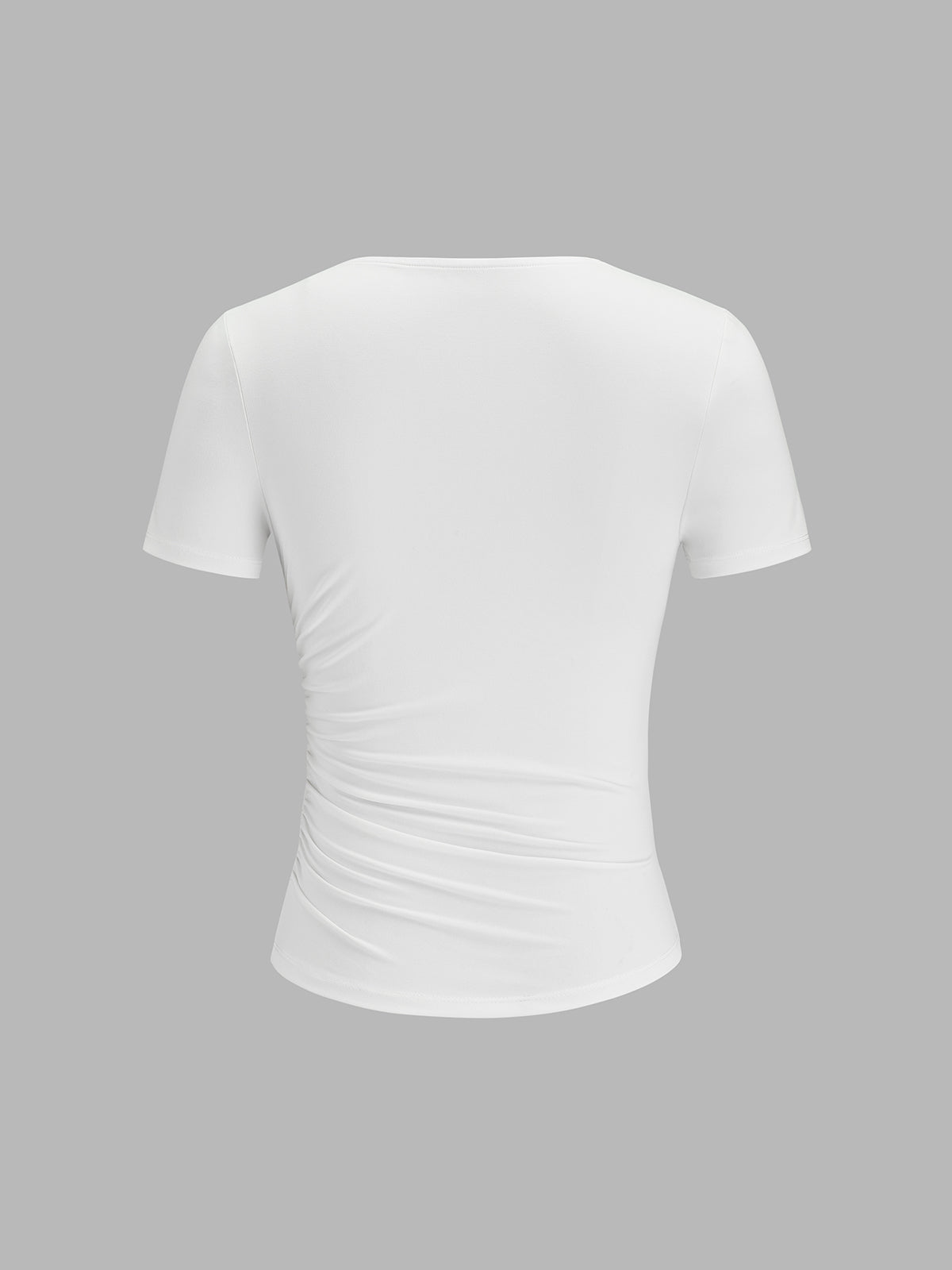 Asymmetrical Ruched Fitted Short Sleeve Top for Women Casual Wear