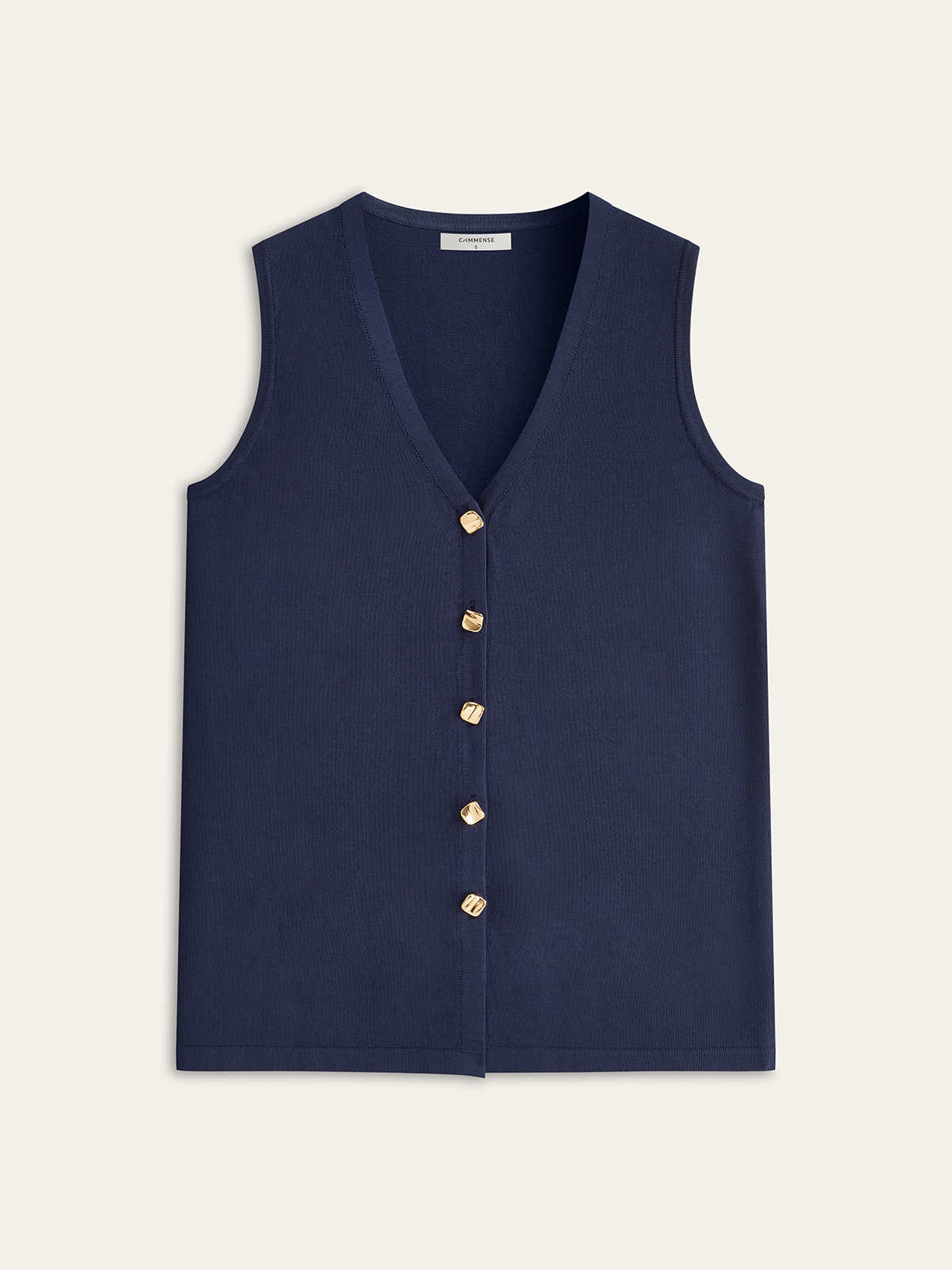 Golden Button Knit Vest Pants Set in Premium Fabric for Stylish Comfort and Durability