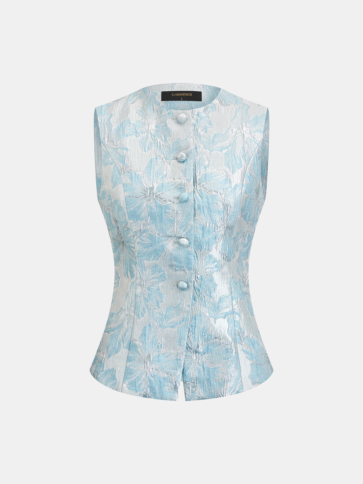 Floral Jacquard Tailored Vest for Formal Events and Weddings