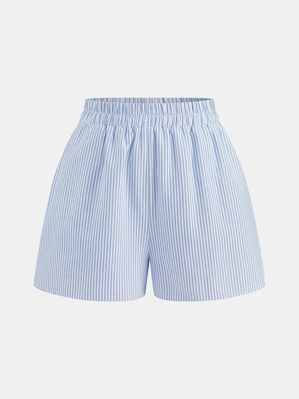 Striped Strapless Lace-Up Top & Shorts Casual Summer Outfit Set
