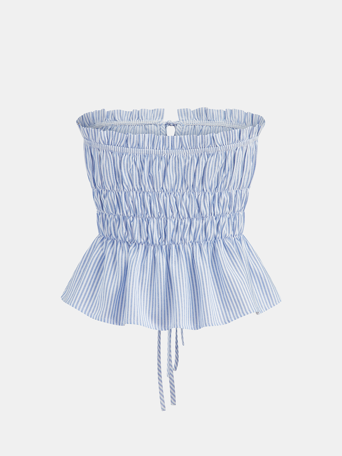 Striped Strapless Lace-Up Top & Shorts Casual Summer Outfit Set