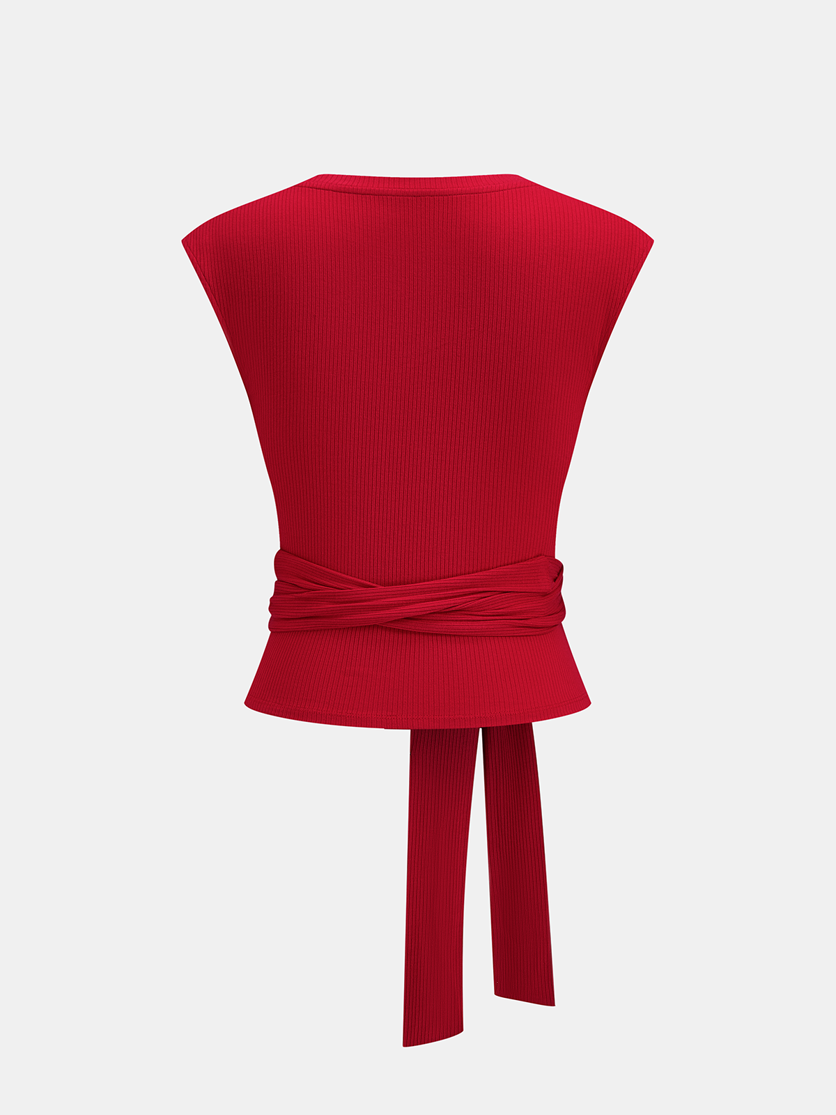 Tie-Waist Ribbed Knit Top for Women Casual Fit