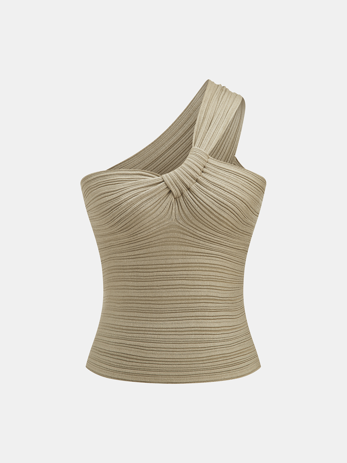 Twisted One Shoulder Ribbed Knit Top for Women Trendy Casual