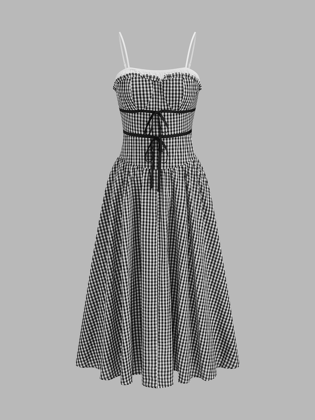 Gingham Cotton Cami Maxi Dress with Adjustable Straps and Pockets