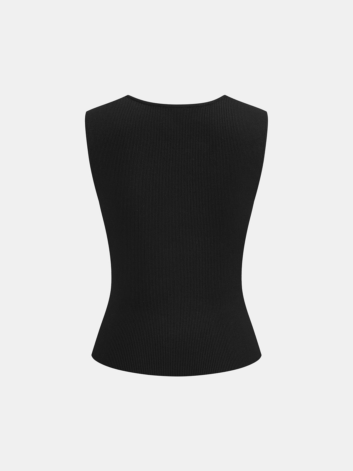 Frog Button Ribbed Knit Vest Trendy Sleeveless Top Pullover