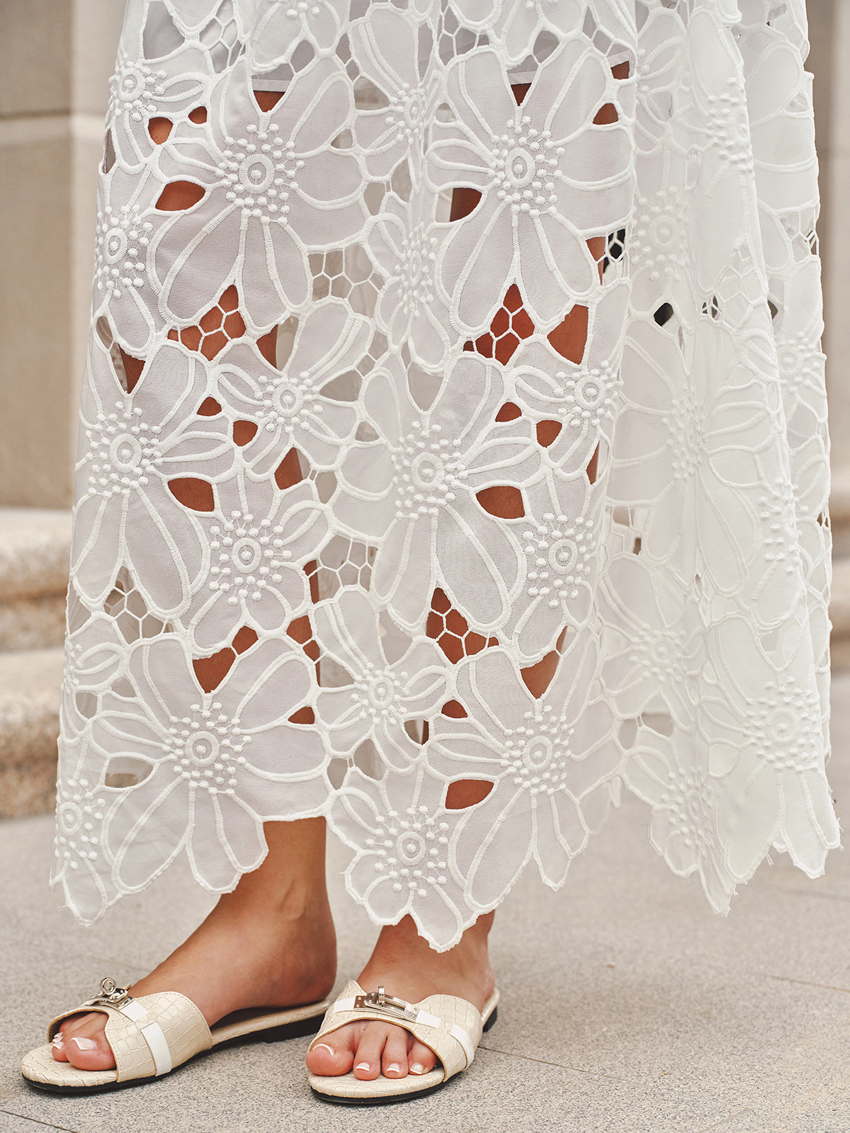 Guipure Lace Crop Top & Maxi Skirt Set for Weddings and Events